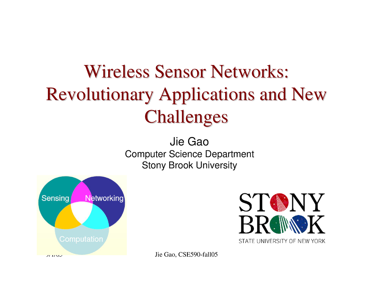 WSn Lecture 1 - Wireless Sensor Networks: Wireless Sensor Networks ...