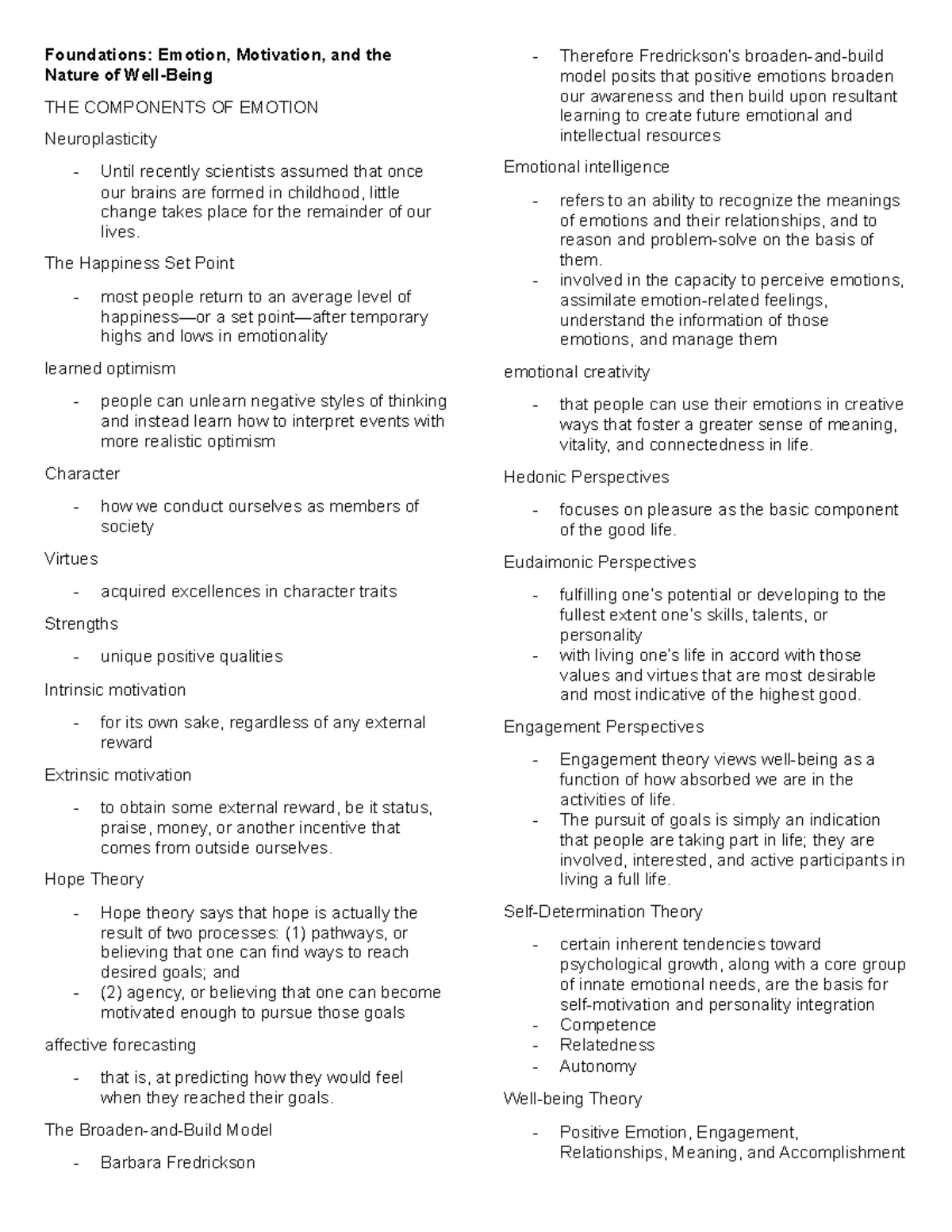 Reviewer - notes - Foundations: Emotion, Motivation, and the Nature of ...