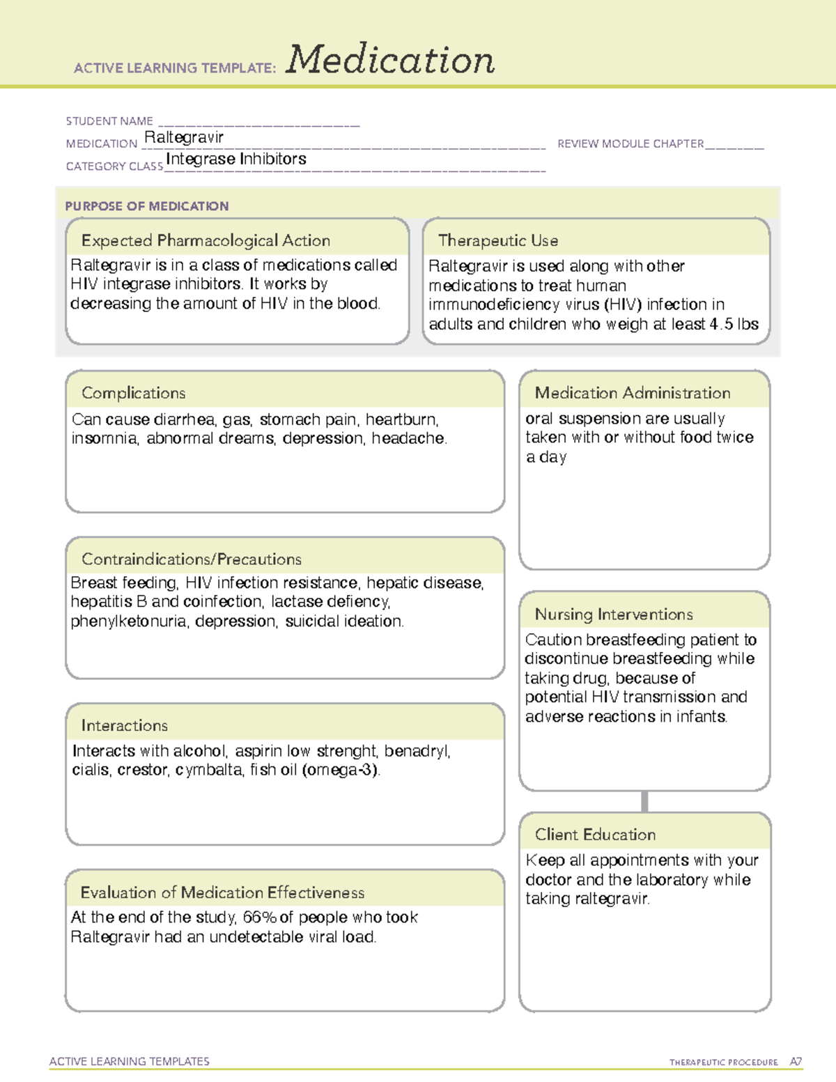 Raltegravir - Review notes and answers for quiz 1 NURS 306. Notes for ...