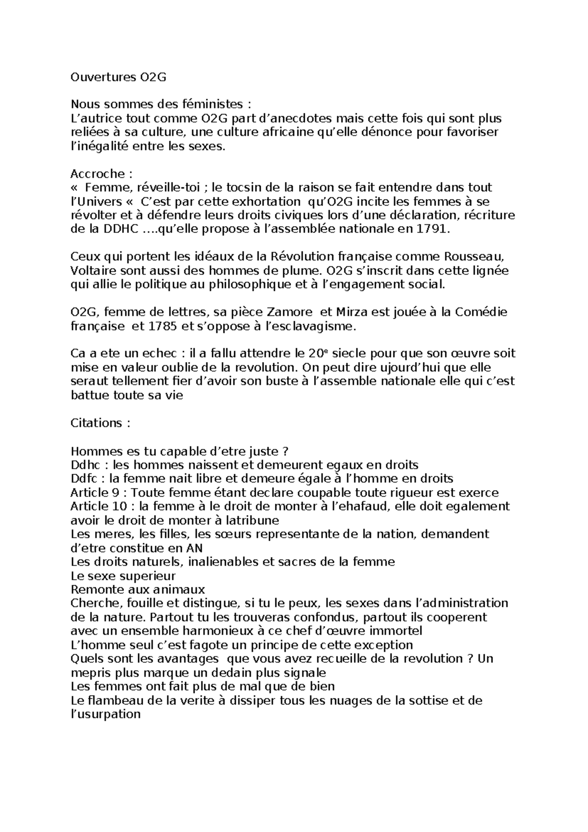 Idées intro conclu - cdcdcd - Ouvertures O2G Nous sommes des féministes ...