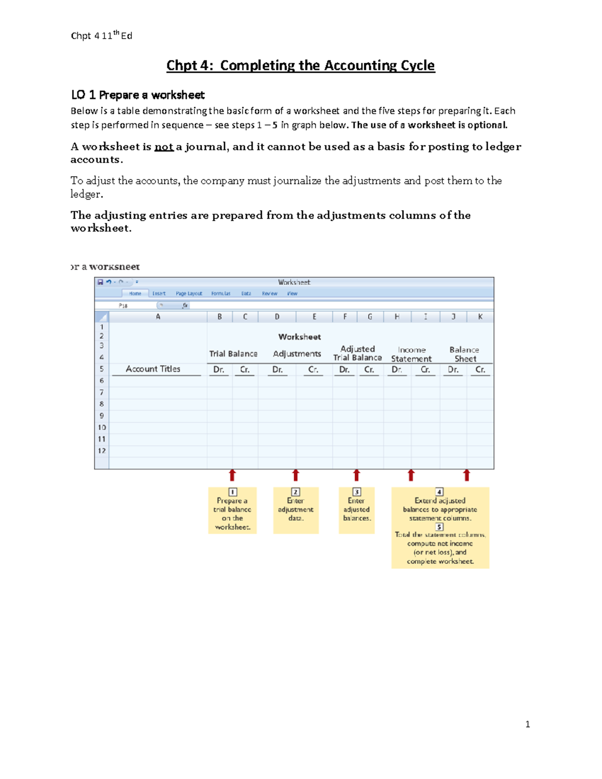 G11 - Chapter 4 - Chpt 4: Completing the Accounting Cycle LO 1 Prepare ...