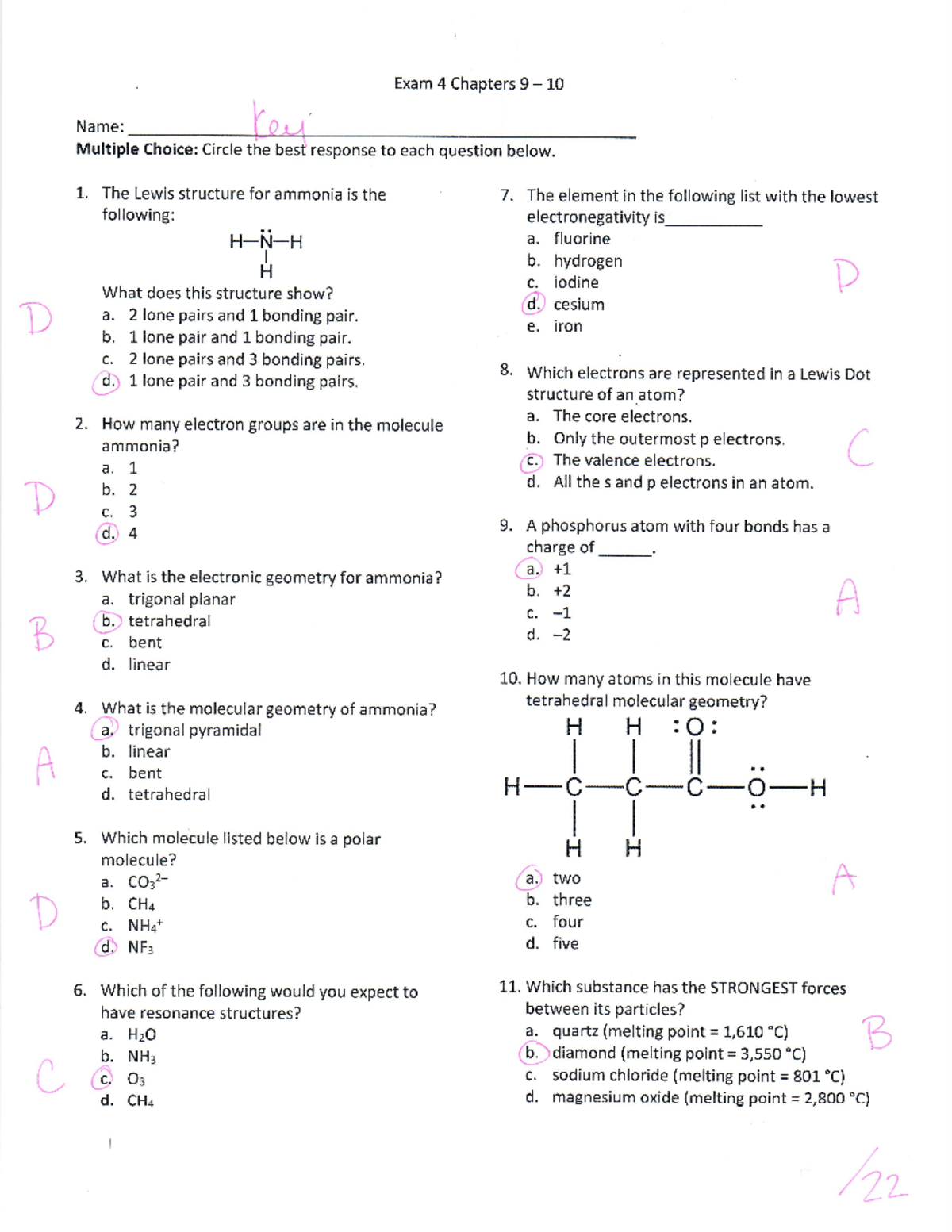 Chem 103 Exam 4 F22 Key - exam2 - NUTR 301 - Studocu