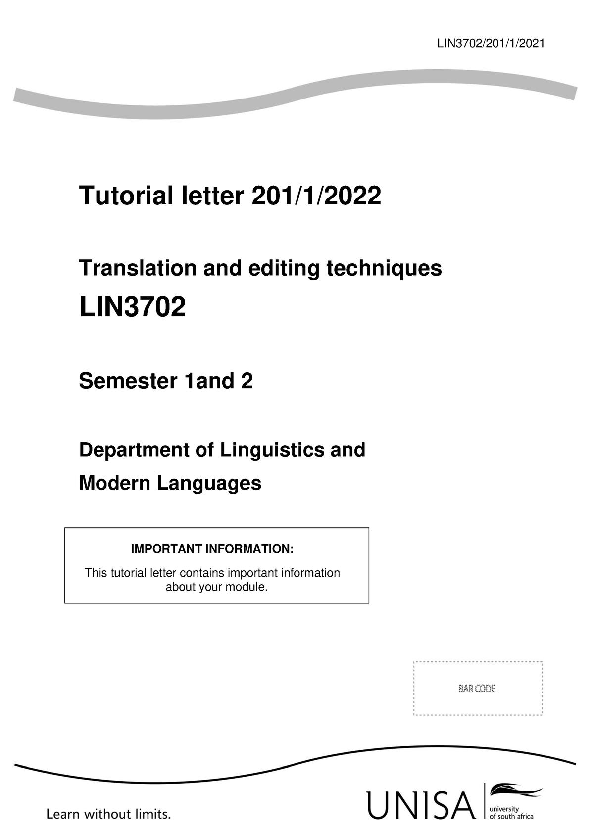 LIN3702 2022 TL 201 1 B - Assignment Feedback - LIN3702/201/1/ Tutorial ...