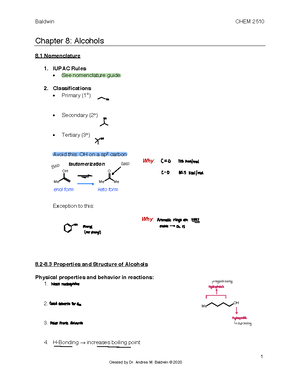 Org ACSExam Prep Notes - Exam Prep - Organic Chemistry ACS Exam Prep ...