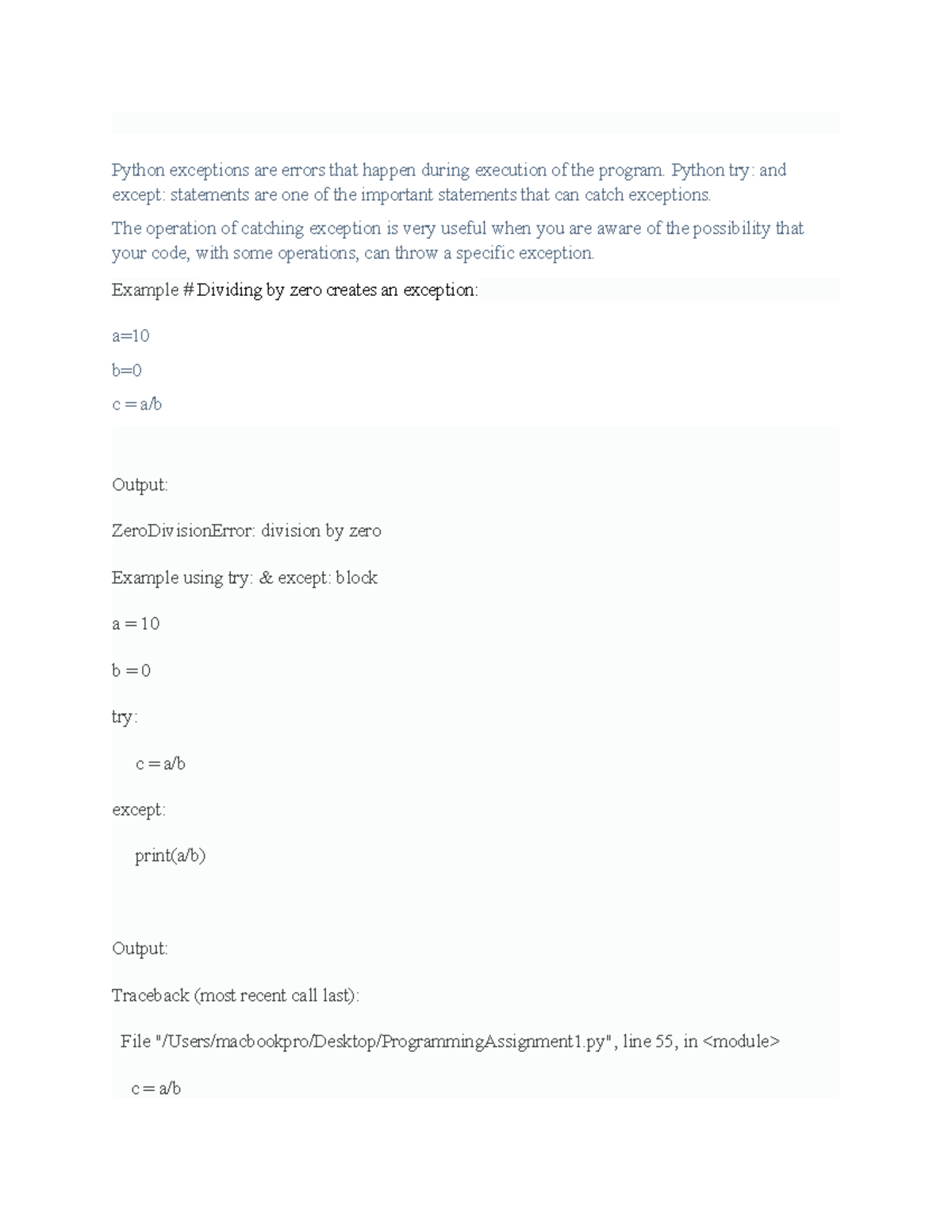 Discussion Forum Unit 8 - Python exceptions are errors that happen ...