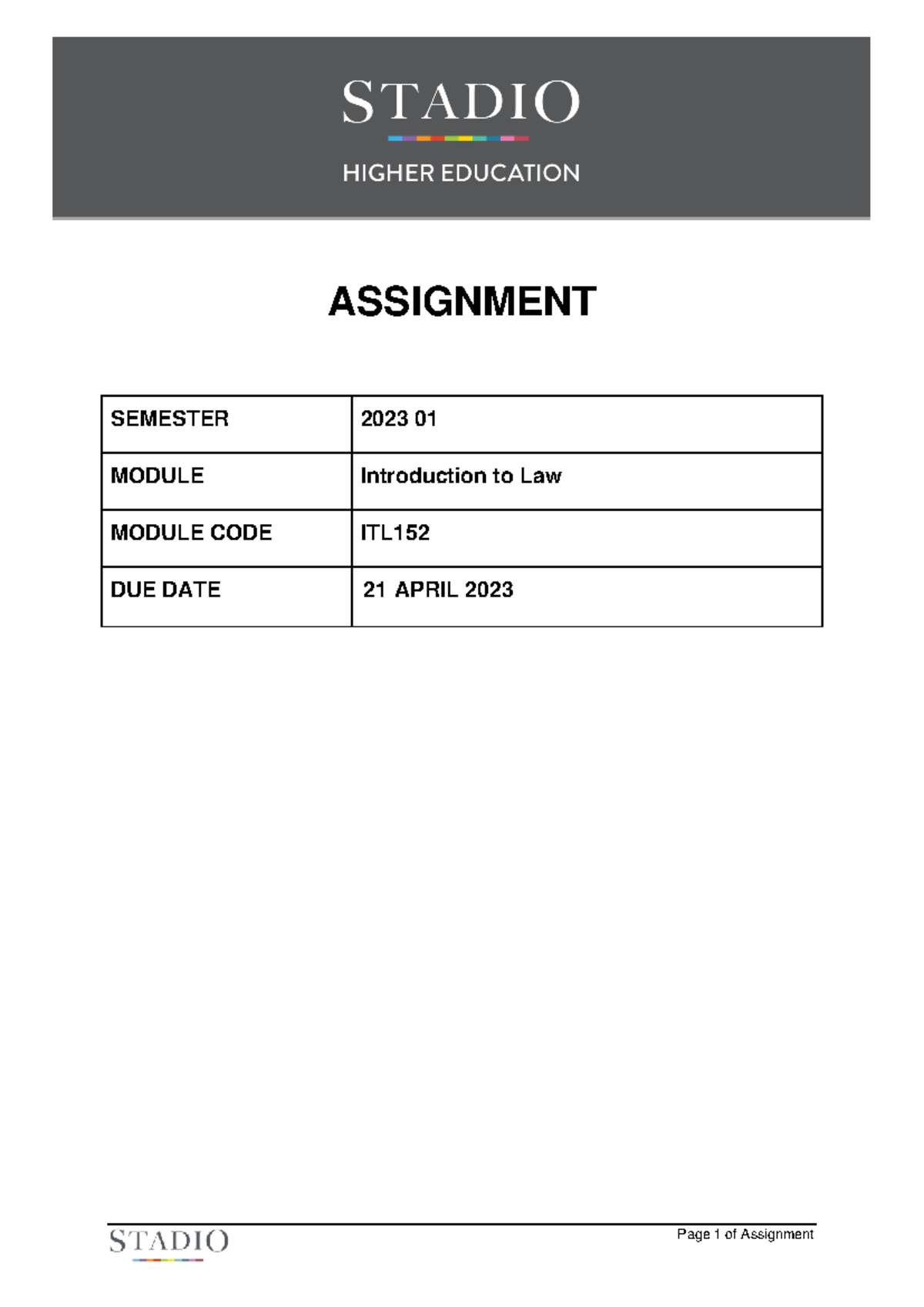 ITL152 2023 01 ASMT - It is an that covers the whole course of the ...