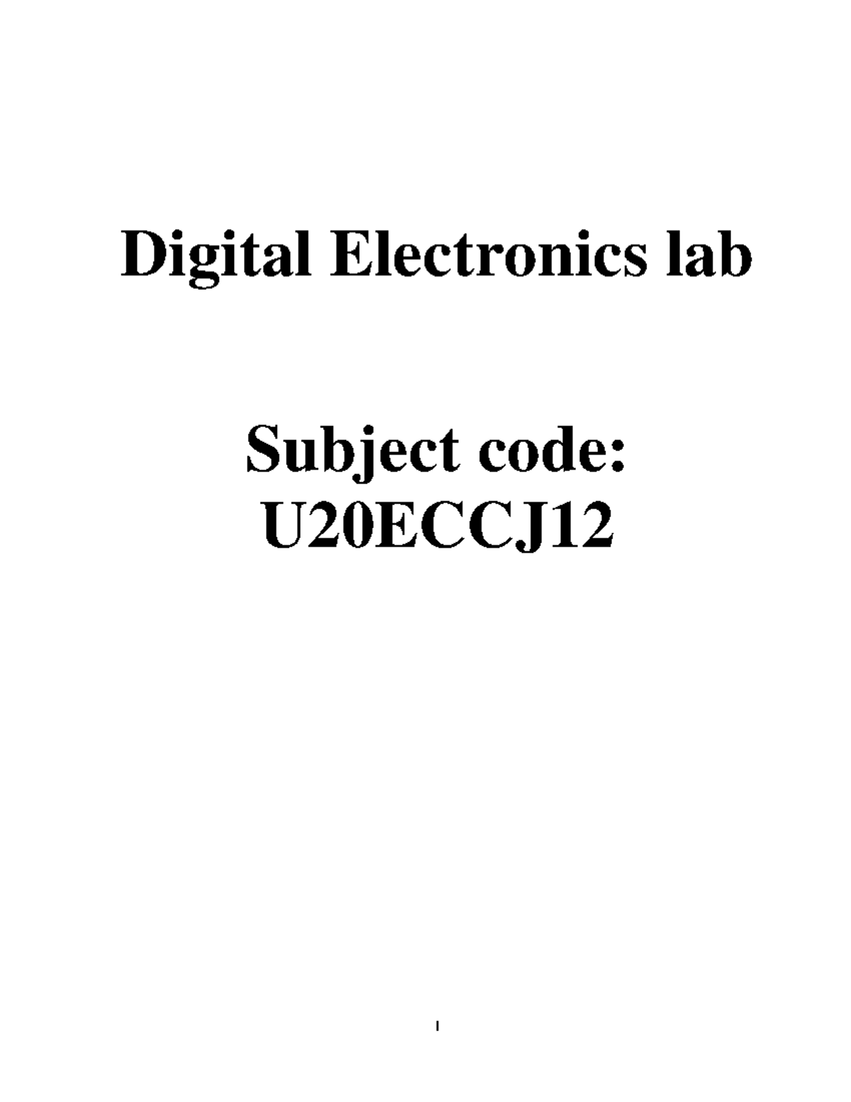Digital Electronics(CSE) lab manual Digital Electronics lab Subject