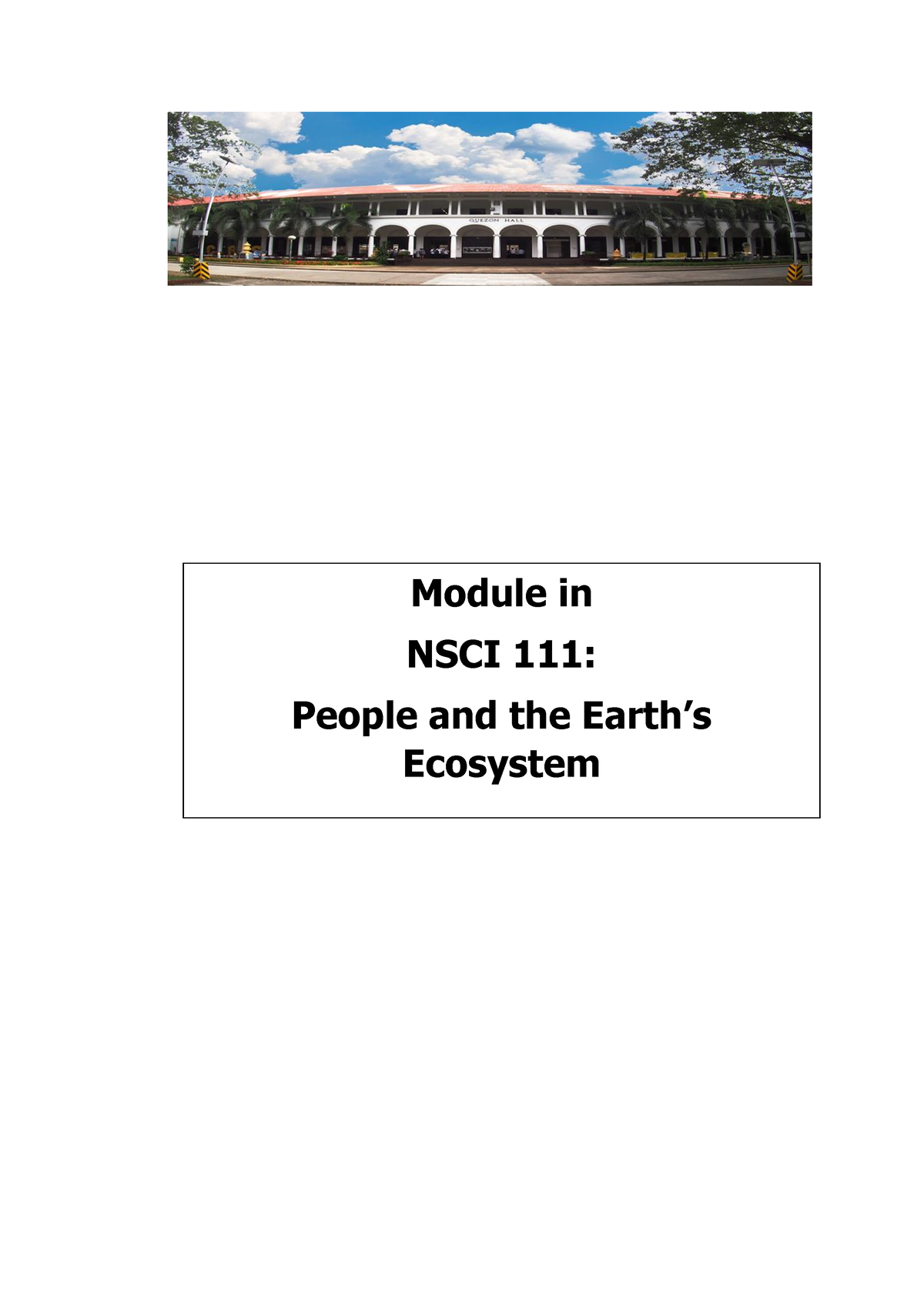 Module In NSCI 111 People And The Earths Ecosystem Final 1 - Module In ...