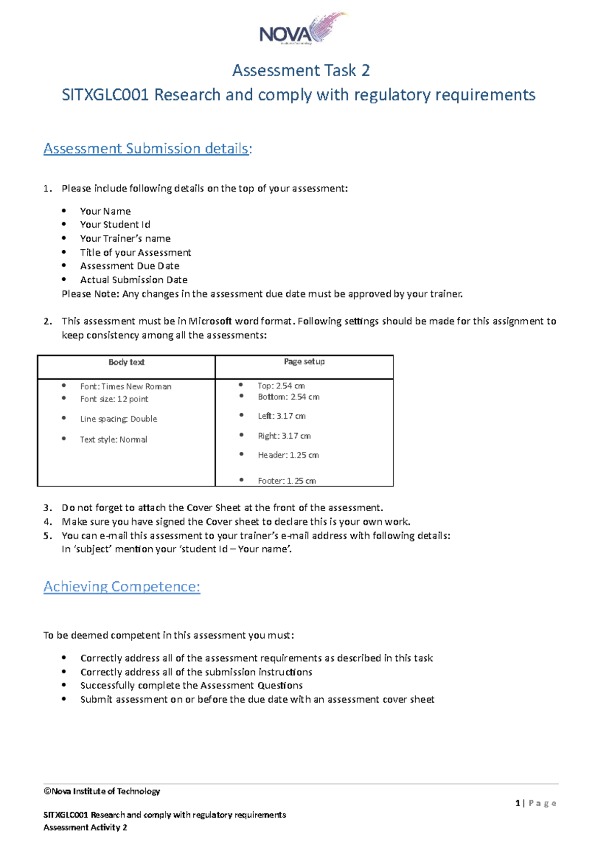 AT2- Sitxglc 001 - SITXFIN004 Reserch Comply - Assessment Task 2 ...