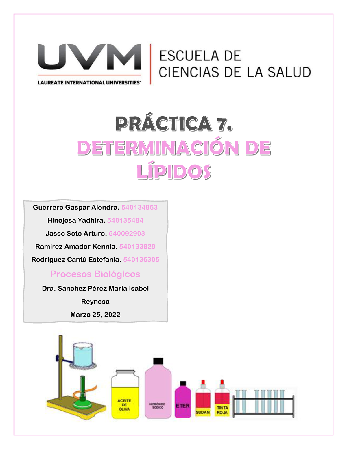 Práctica 7 Reconocimiento De Lípidos Guerrero Gaspar Alondra 540134863 Hinojosa Yadhira 3770