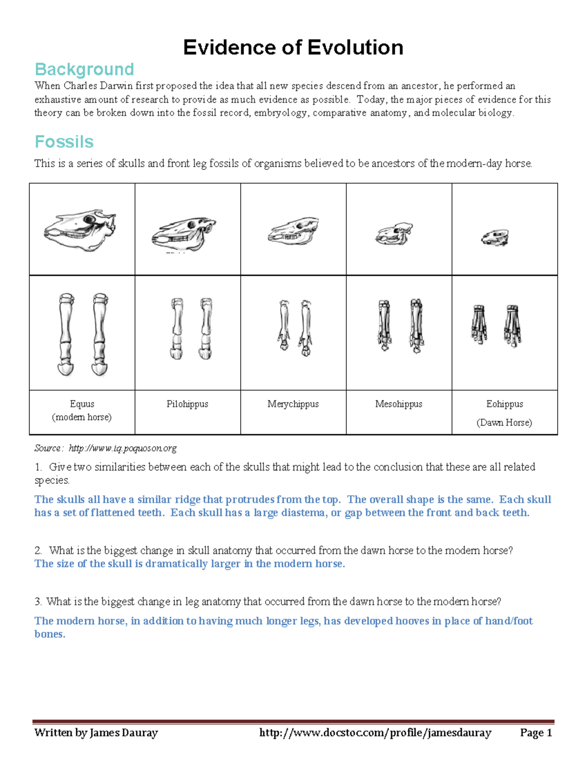 Evidence Of Evolution Answer Key Written By James Dauray Docstoc profile jamesdauray Page 1 