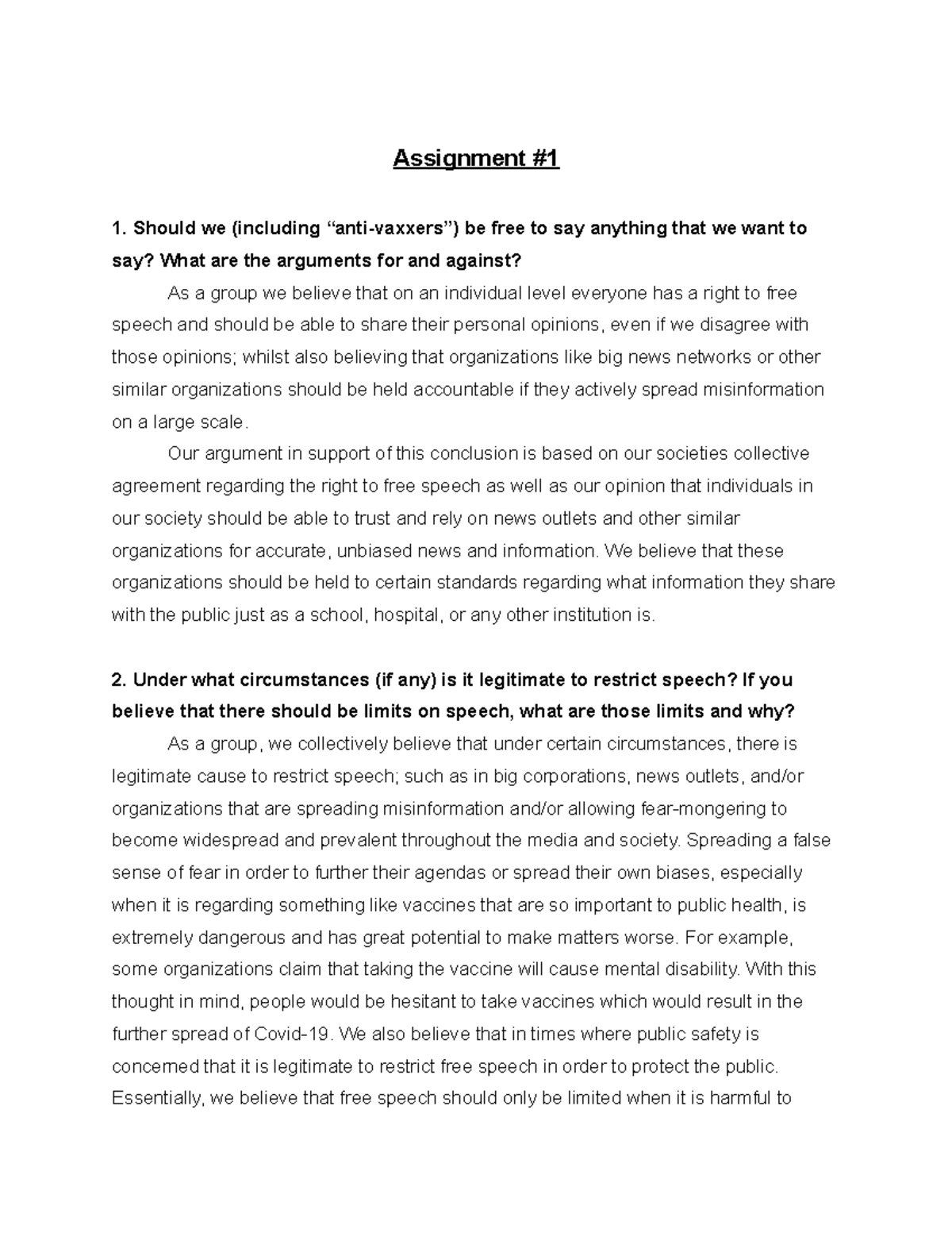 1 AA3 Assignment #1 - 2022 - Assignment Should we (including “anti ...