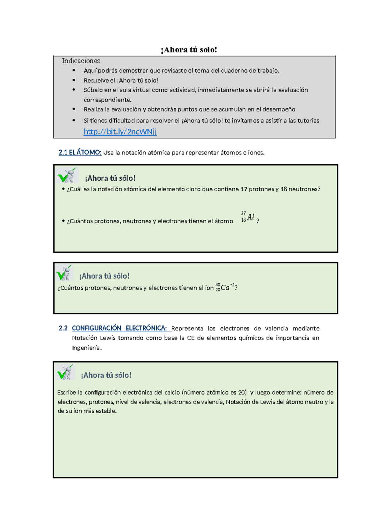 S02 Ahora Tú Solo Estructura Atómica ¡ahora Tú Solo Indicaciones