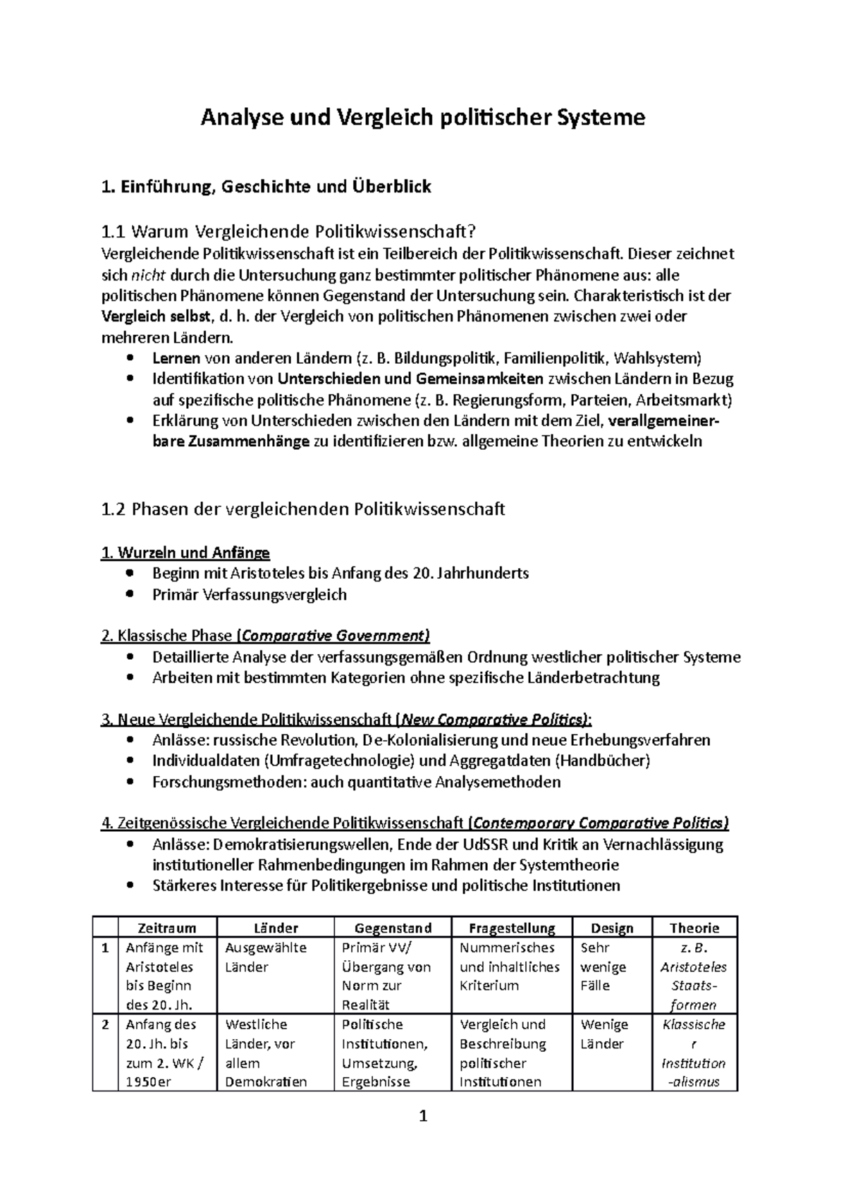 Analyse Und Vergleich Politischer Systeme Zusammenfassung - Analyse Und ...