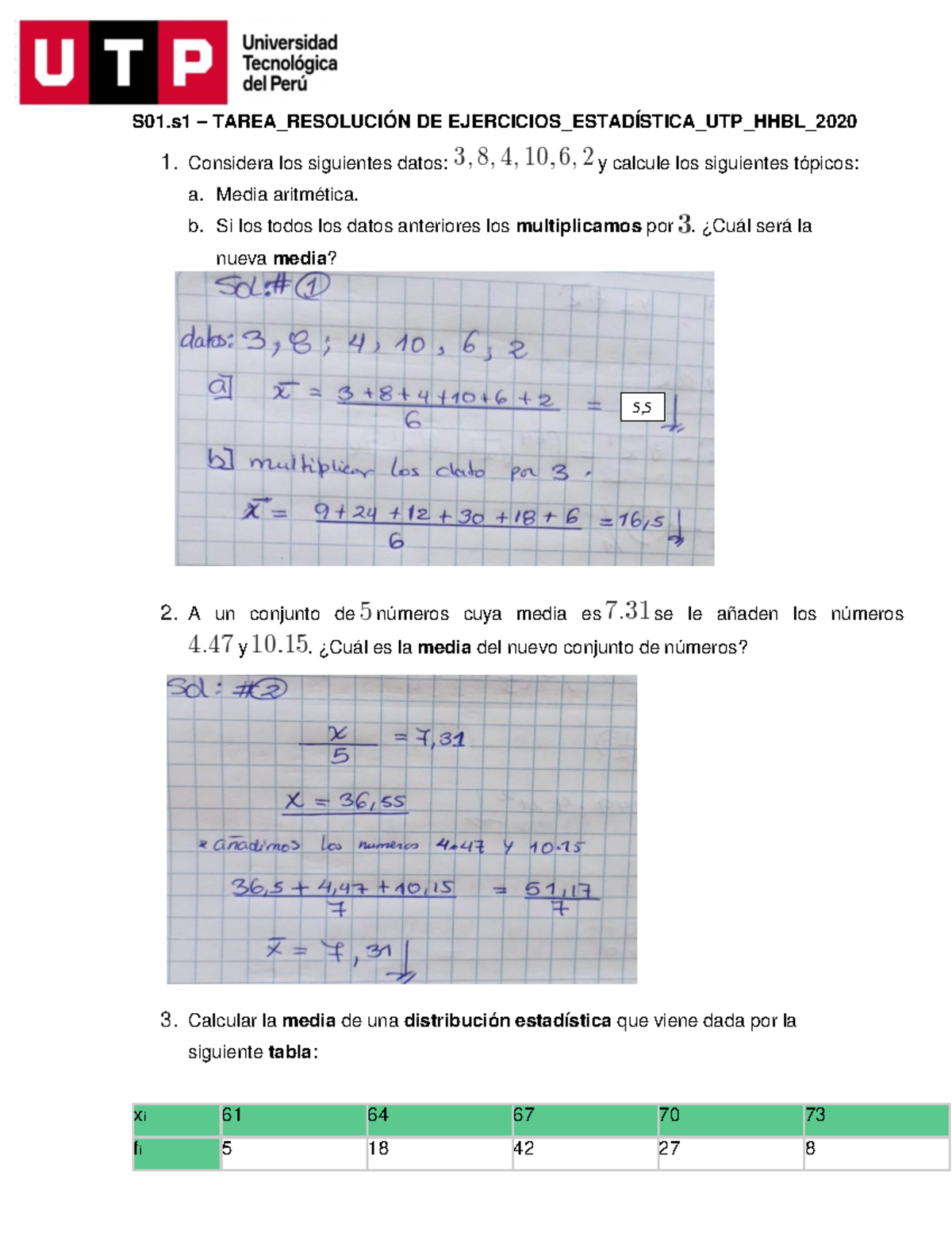 Tarea S1. Estadistica - S01 – TAREA_RESOLUCIÓN DE EJERCICIOS ...