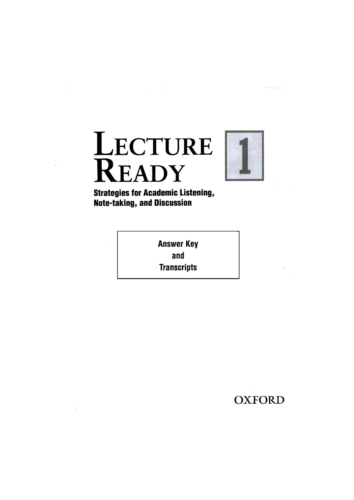 Oxford - Lecture Ready 1 Strategies for Academic Listening key ...