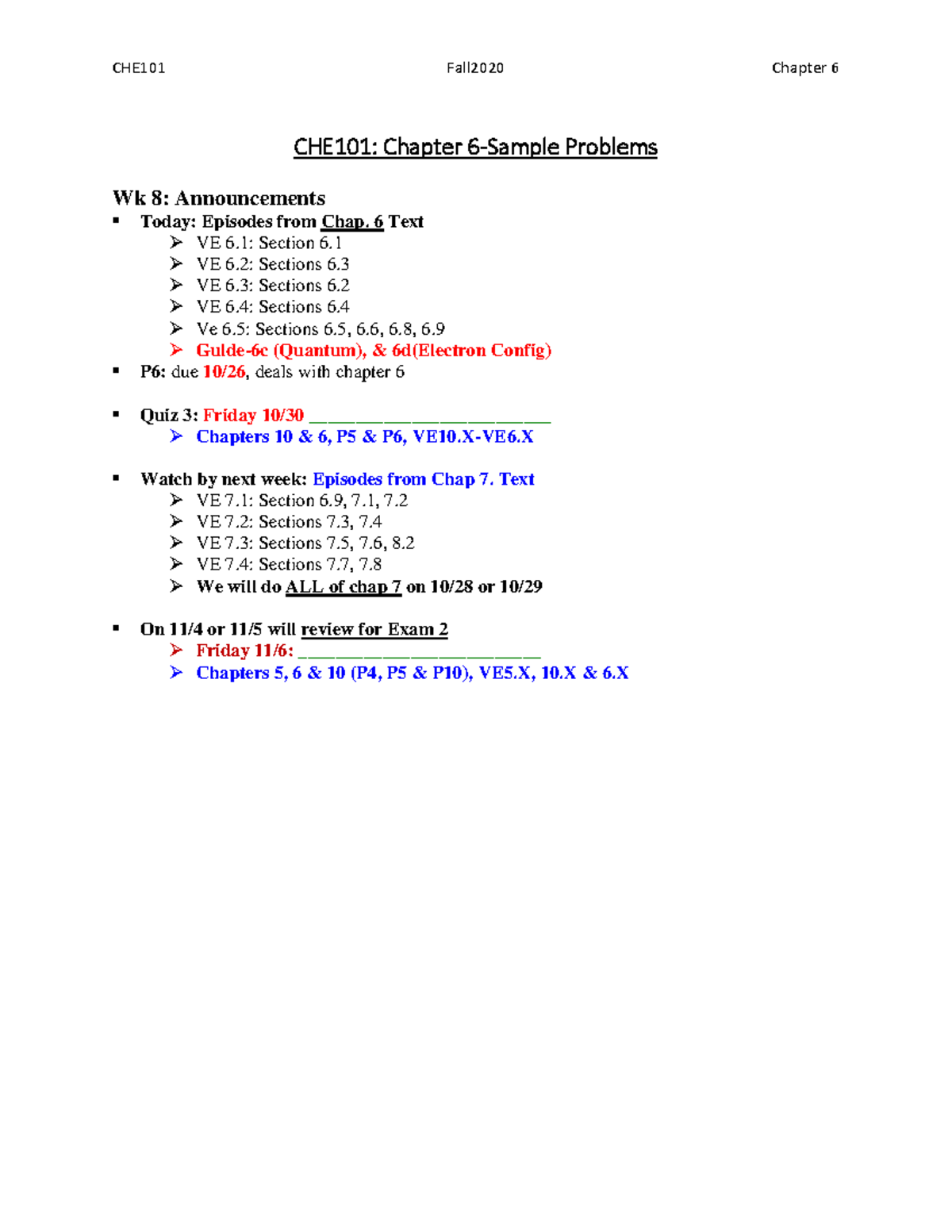 CHE101-Ch6-Problems-Gulde - CHE1 01 : Chapter 6 - Sample Problems Wk 8 ...