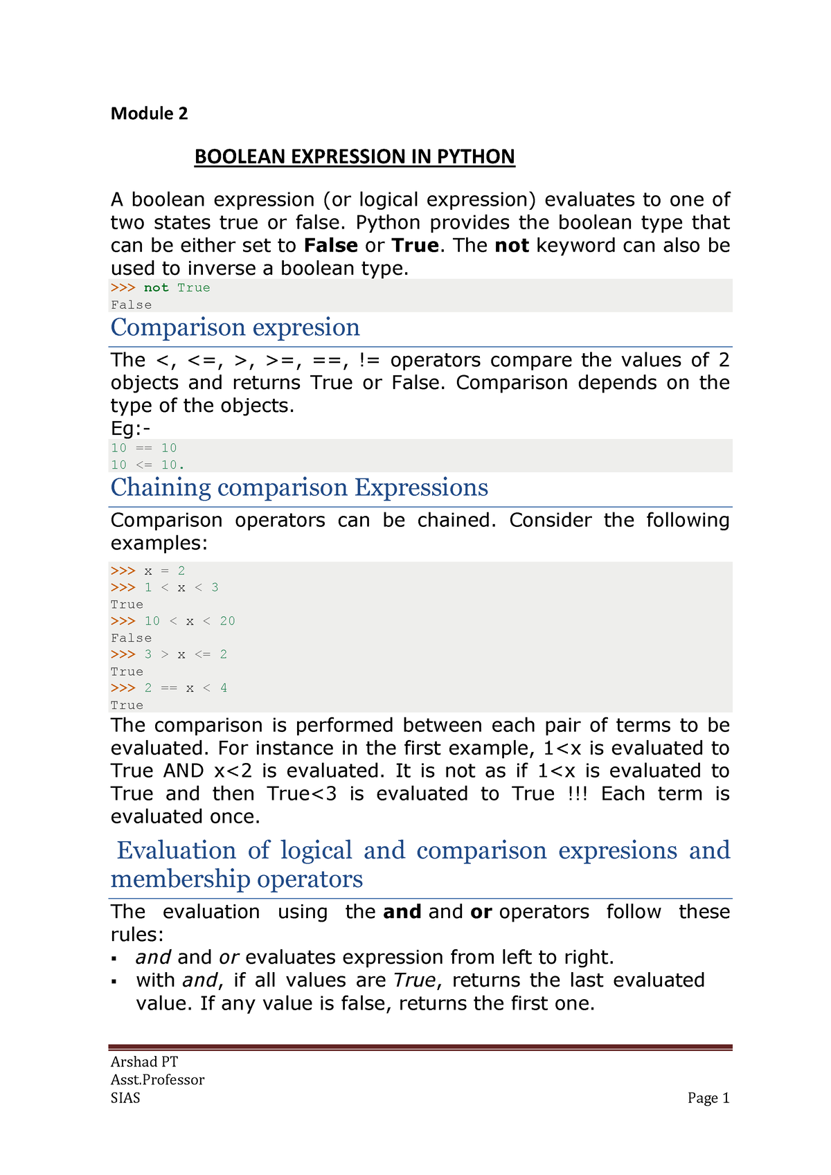 Programming In Python Notes Bca Mod2 - ####### Arshad PT ####### Asst ...