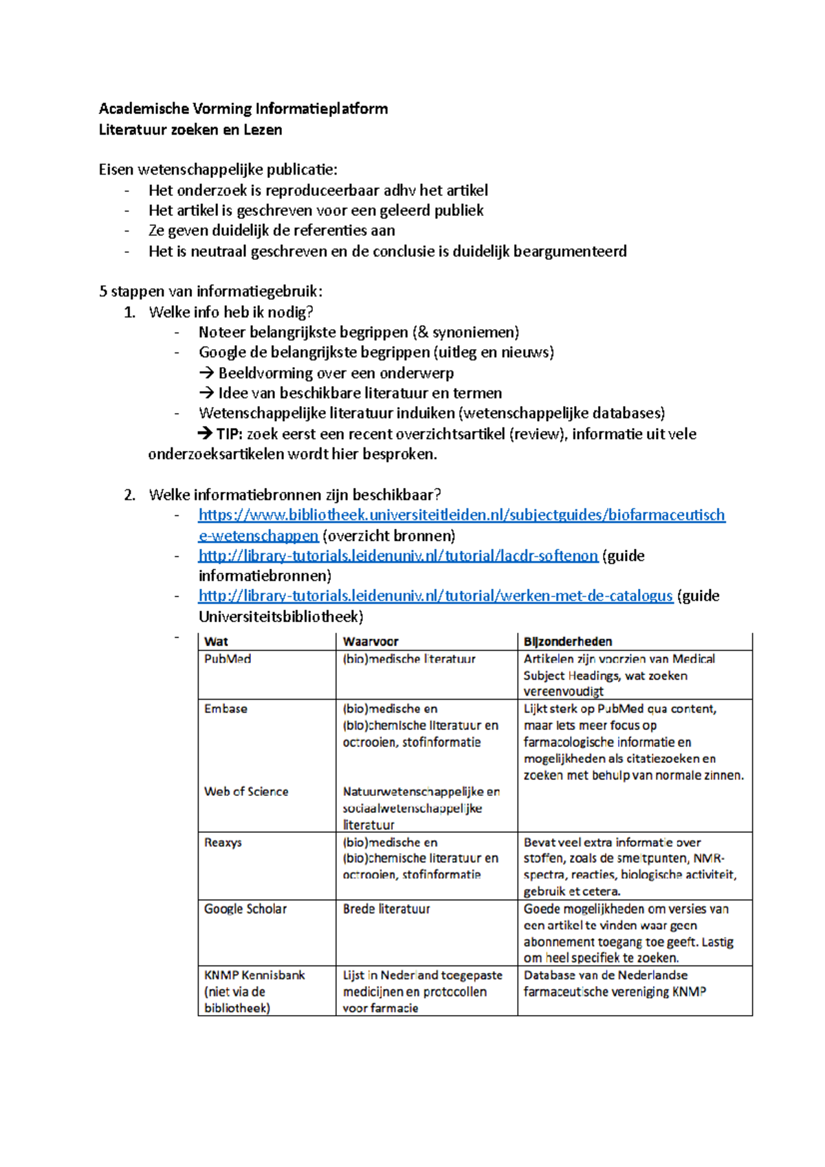 Literatuur Zoeken En Lezen - Academische Vorming Informatieplatform ...