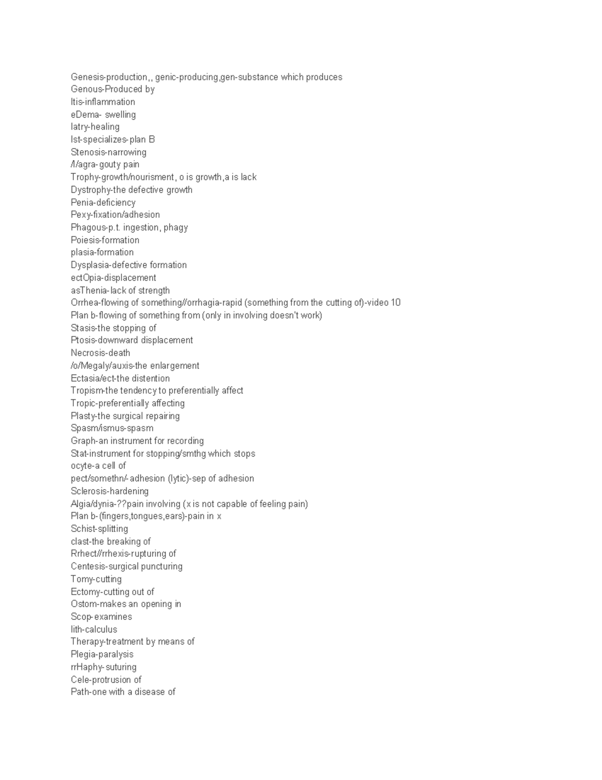 Med Term Notes All the translations Genesisproduction,, genic