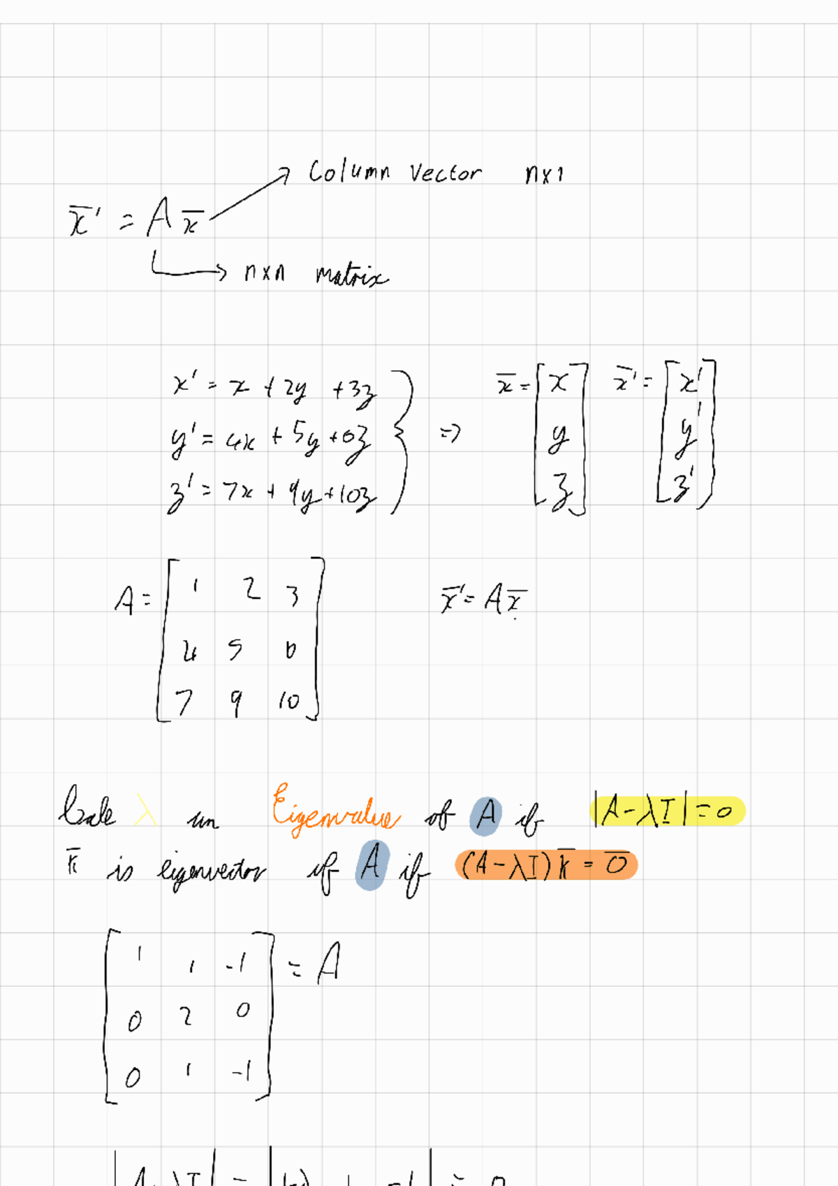 LU 1.1 p1LU 1.1 - WTW 238 - Column Vector Nx1 Ax nxn matrix x t zy x x7 ...