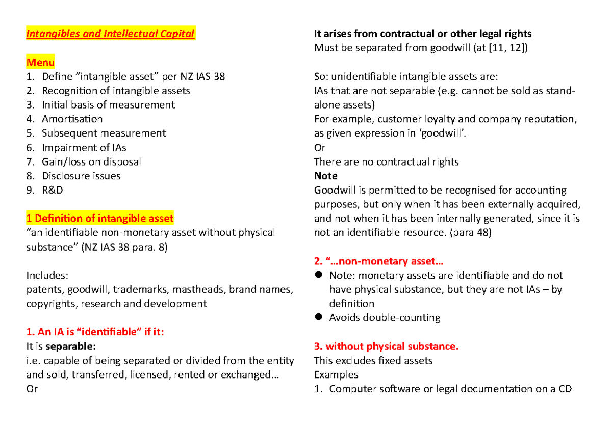 604 note - note - Intangibles and Intellectual Capital Menu Define ...