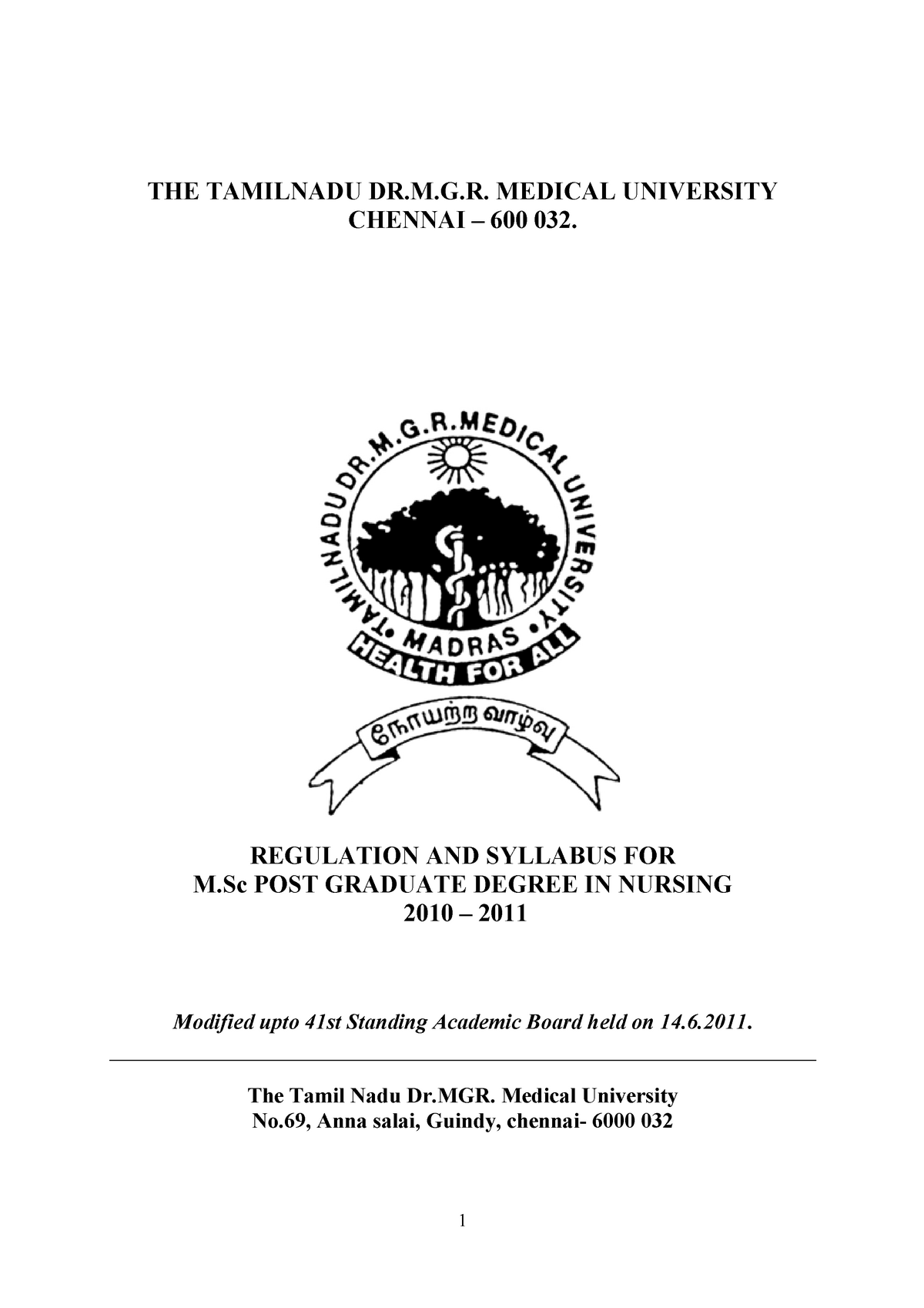 tamilnadu medical university thesis