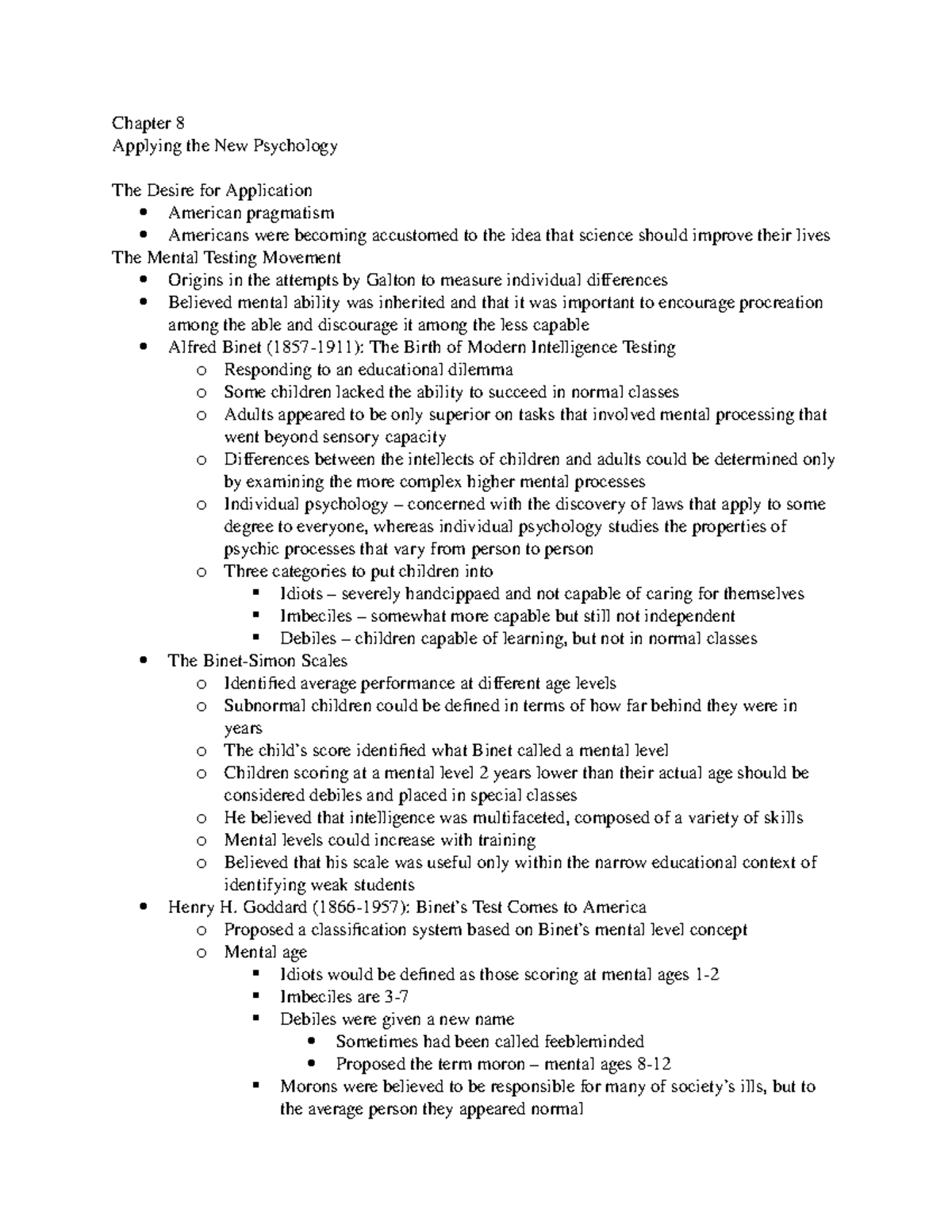 Chapter 8 Textbook - Summary A History of Psychology - Chapter 8 ...