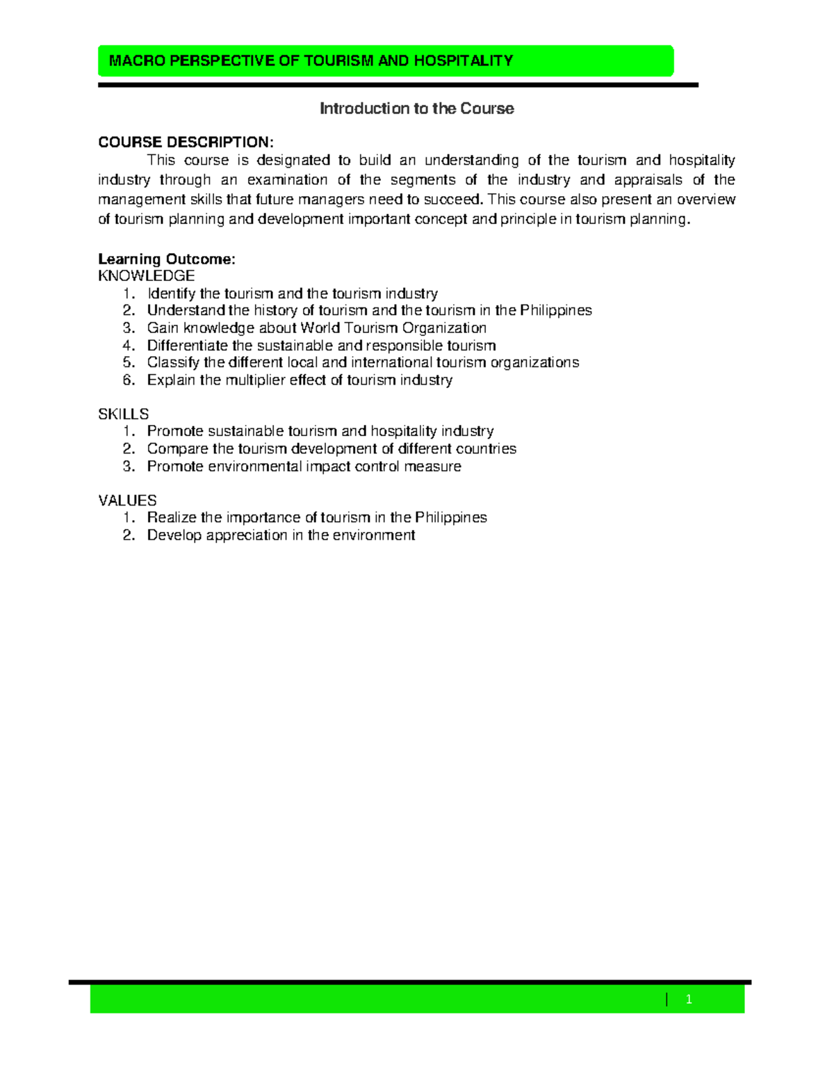 THC005- Module Macro Perspective OF Tourism AND Hospitality-1 ...