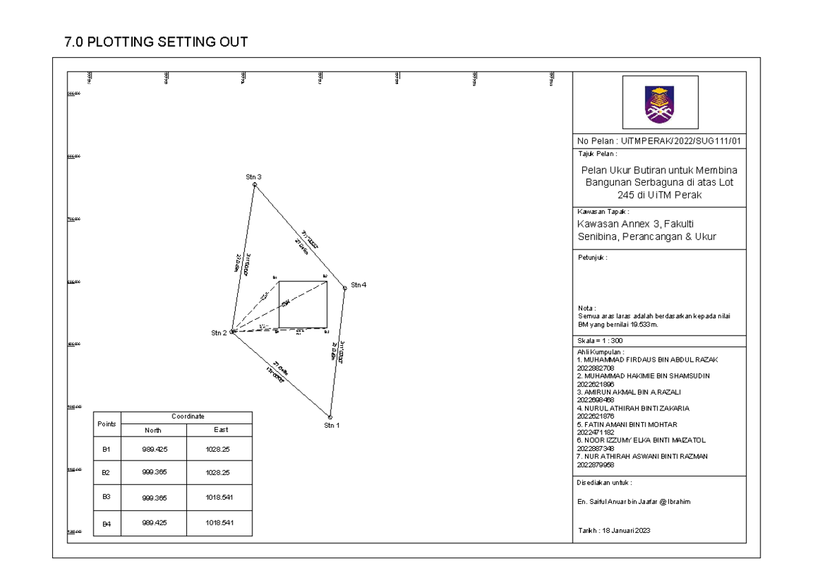 Setting Out Plan - No Pelan : UiTMPERAK/2022/SUG111/ Tajuk Pelan ...