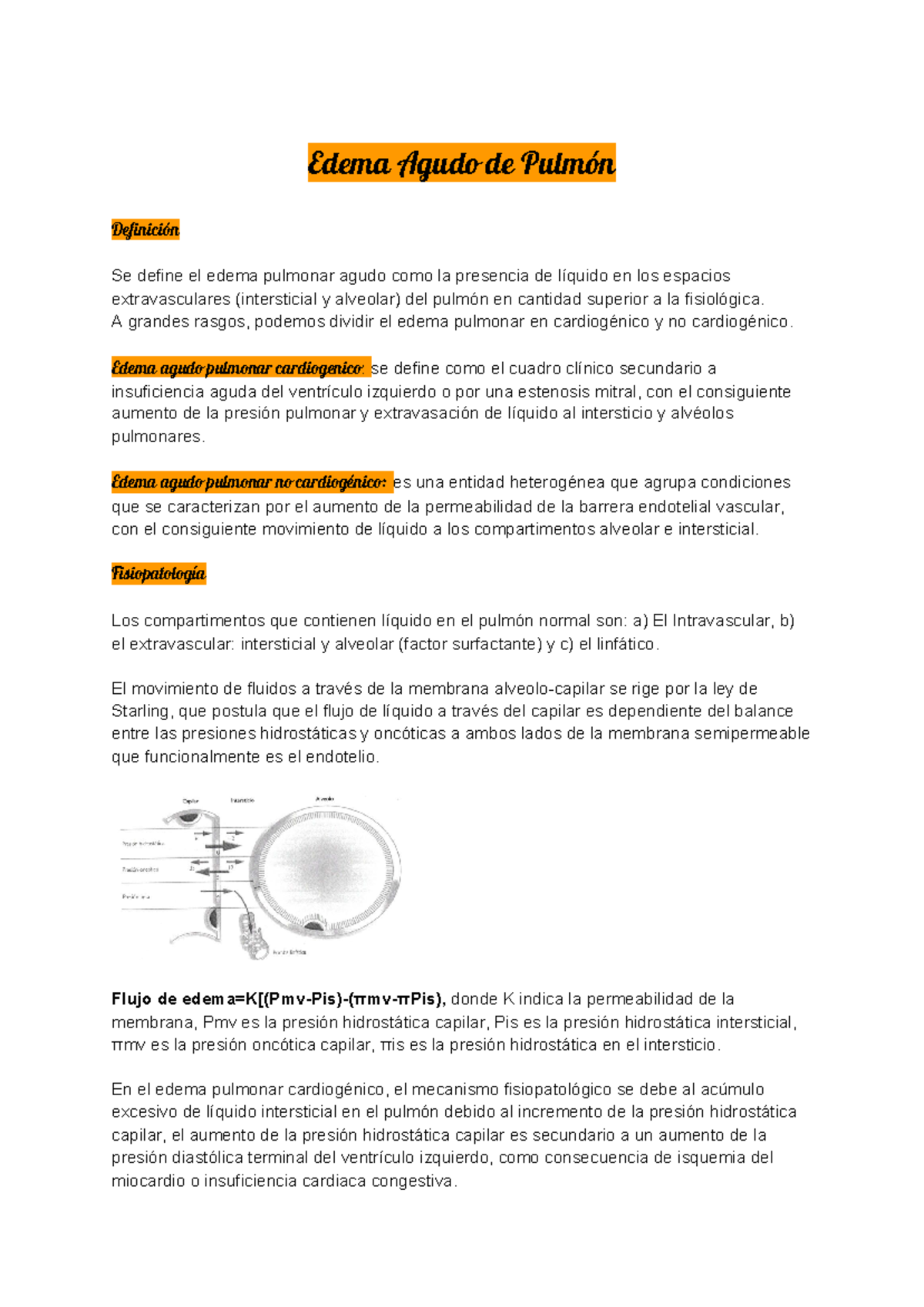 Edema Pulmonar Agudo A Grandes Rasgos Podemos Dividir El Edema Pulmonar En Cardiog Nico Y No