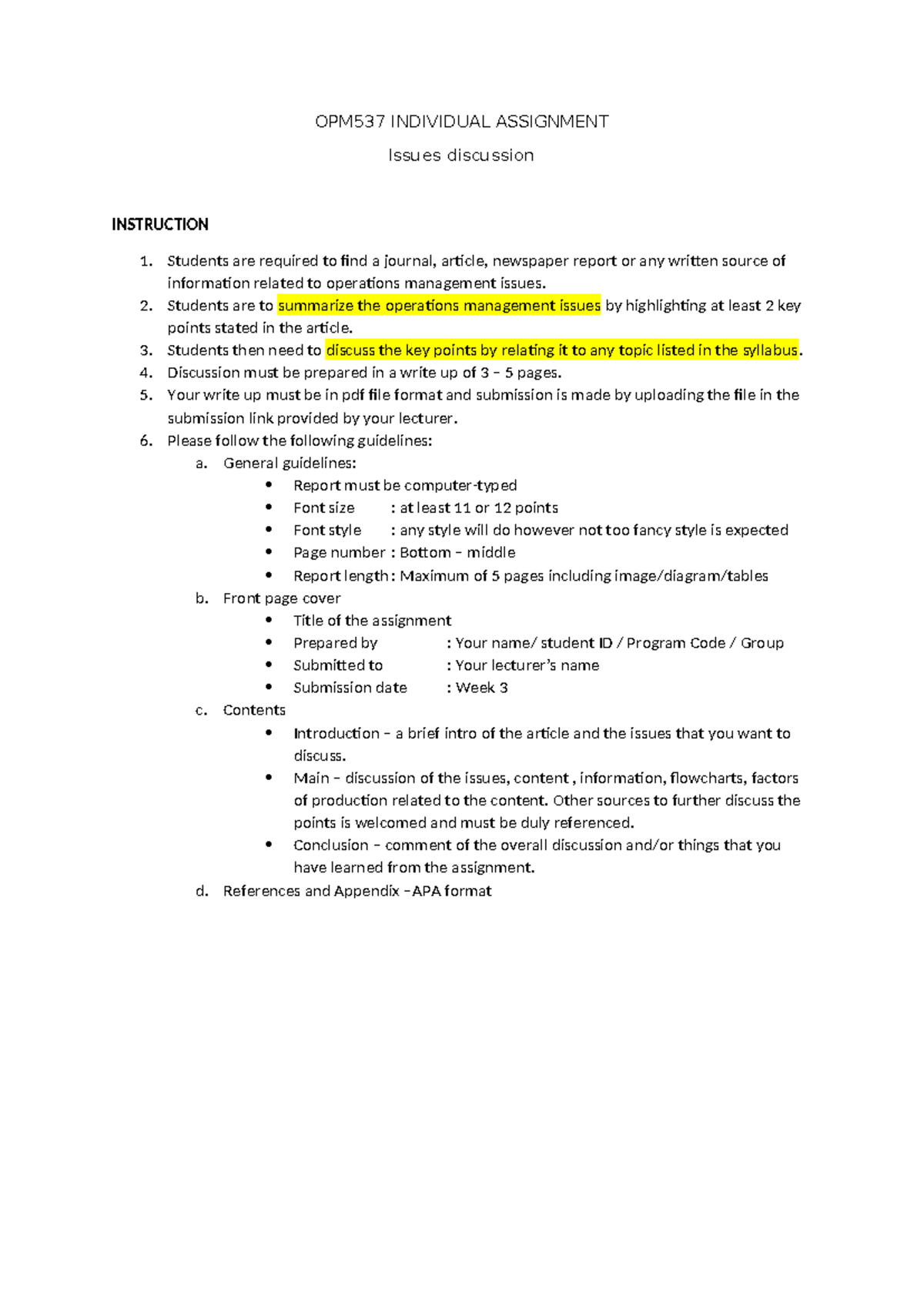 OPM537 Individual Assignment - OPM537 INDIVIDUAL ASSIGNMENT Issues ...
