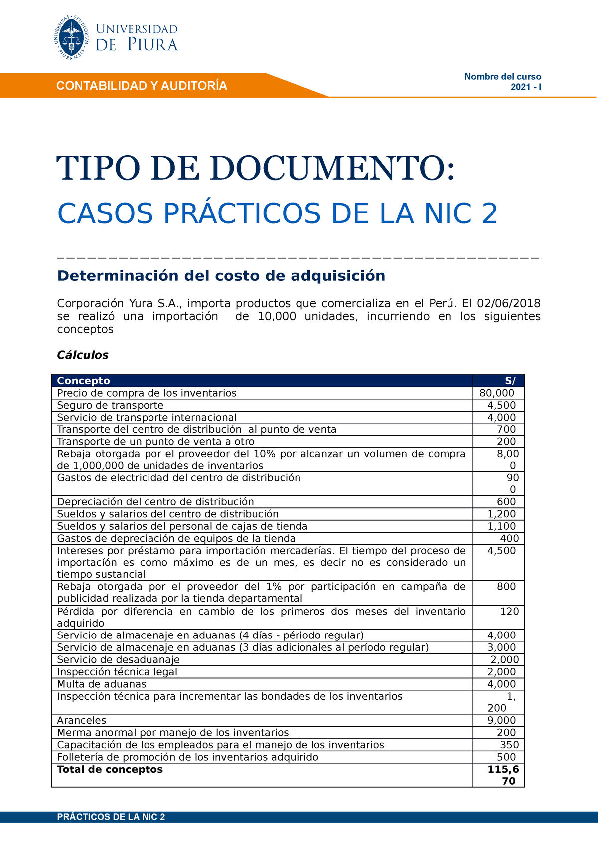 Casos Practicos Nic 2 Nic 2 Ejercicios Nombre Del Curso 2021 I Casos PrÁcticos De La Nic 9808