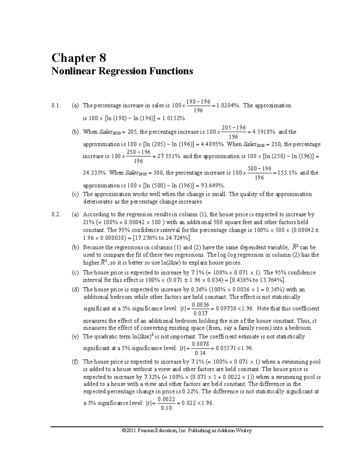 Essentials Of Econometrics Tutorial 5 Solutions - Chapter 8 Nonlinear ...