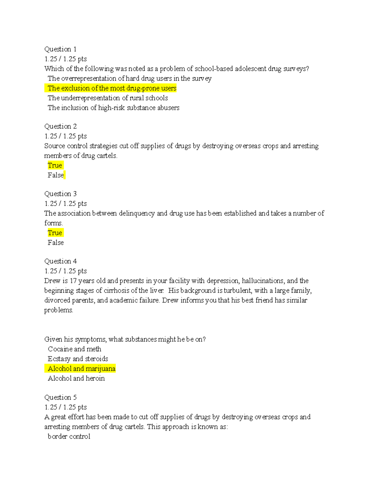 Quiz External Factors Related to Juvenile Delinquency Question 1 1 /