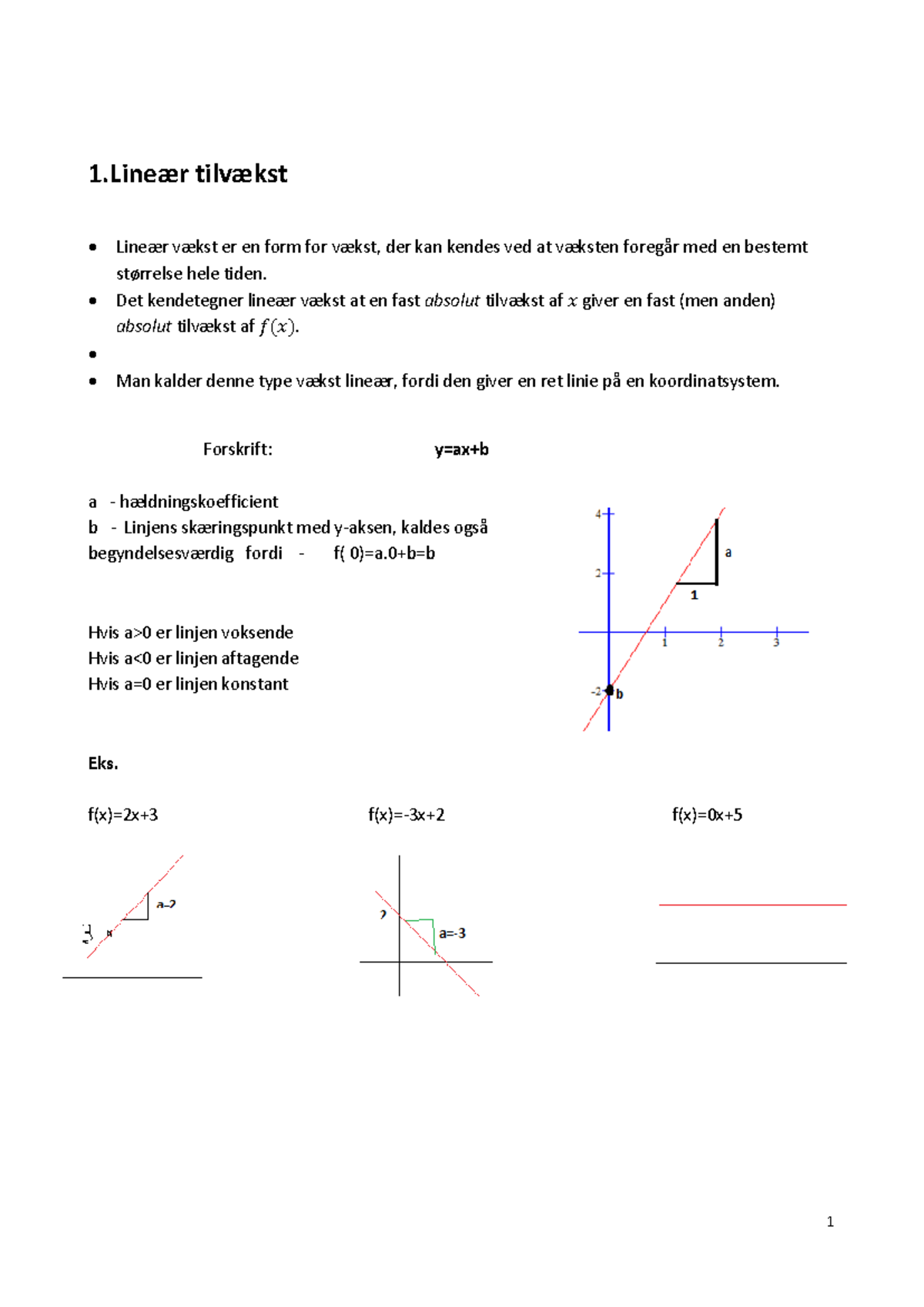 Noter Matematik 1 r Tilv kst Line r V kst Er En Form For V kst Der 