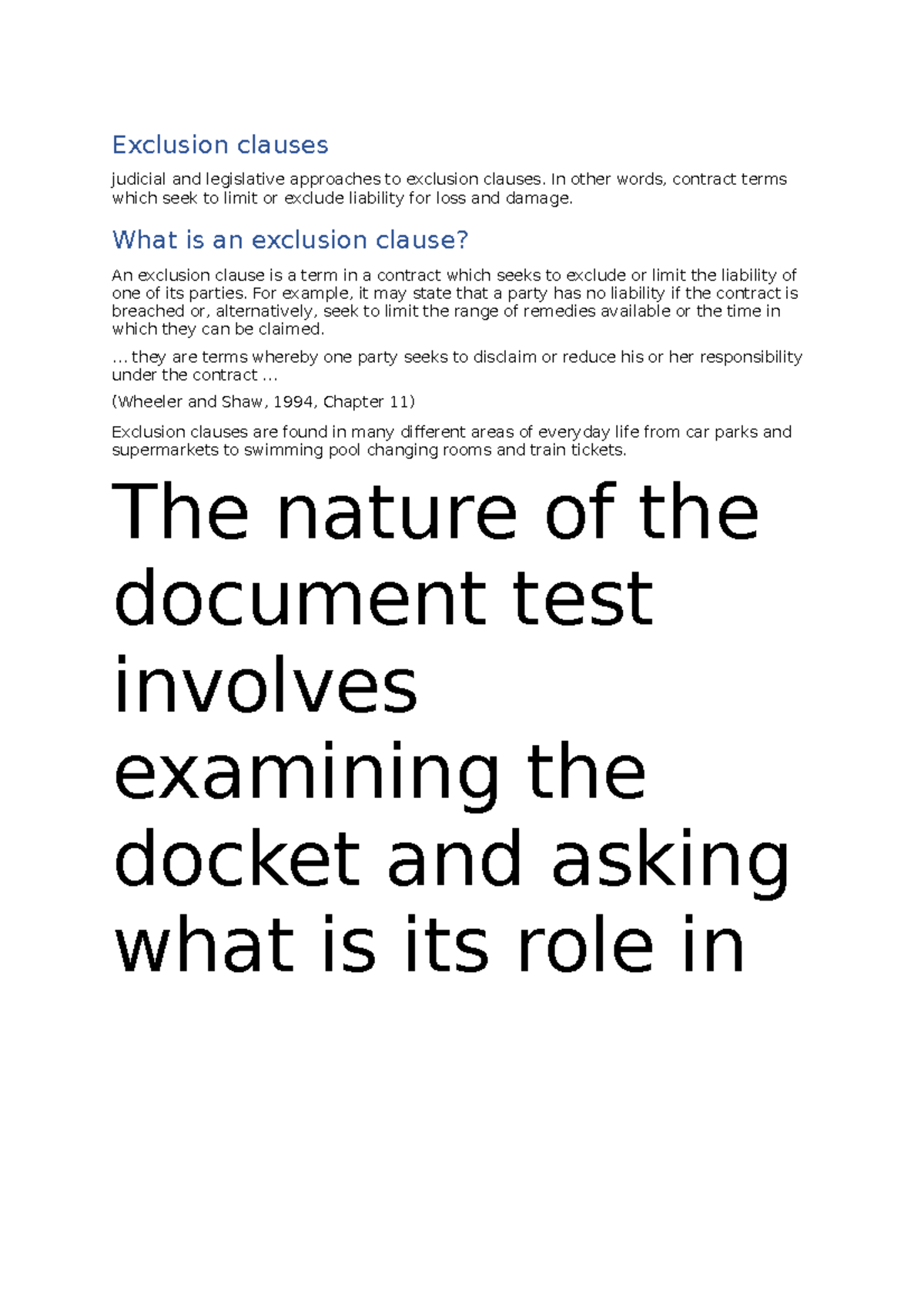 Exclusion Clauses In Other Words Contract Terms Which Seek To Limit