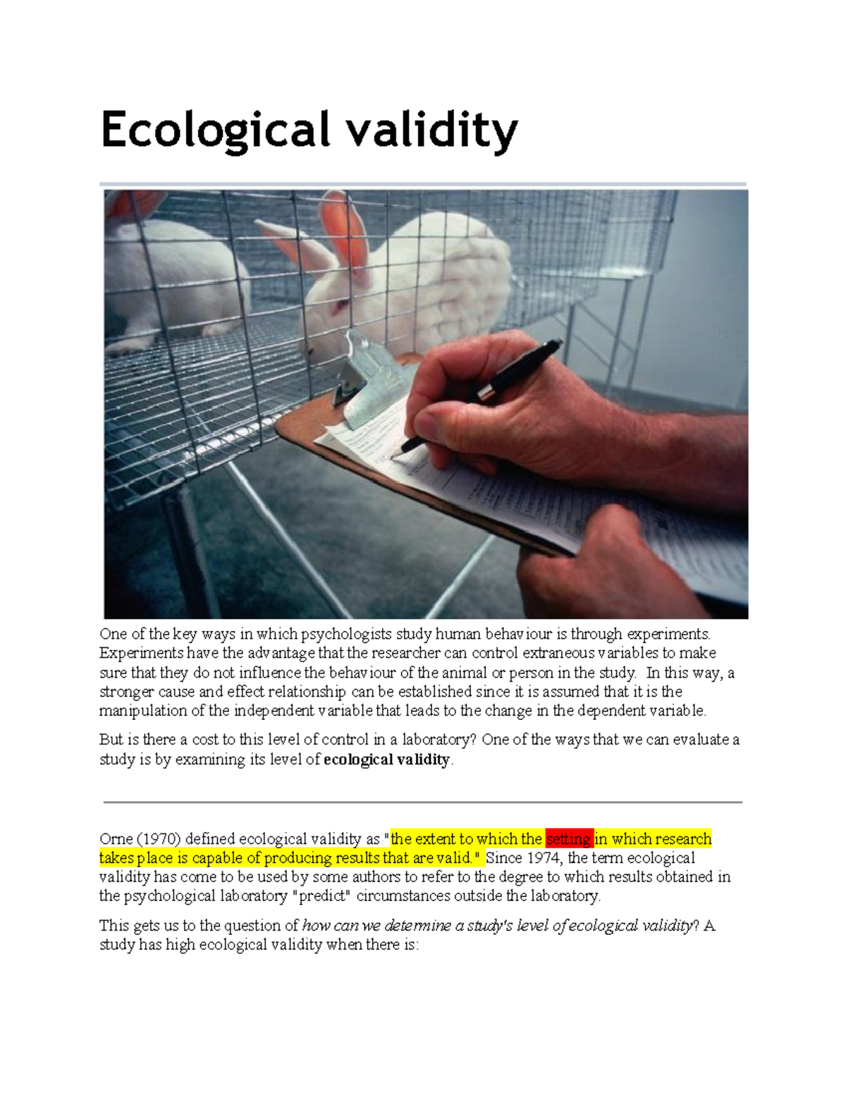 ecological validity in laboratory experiments