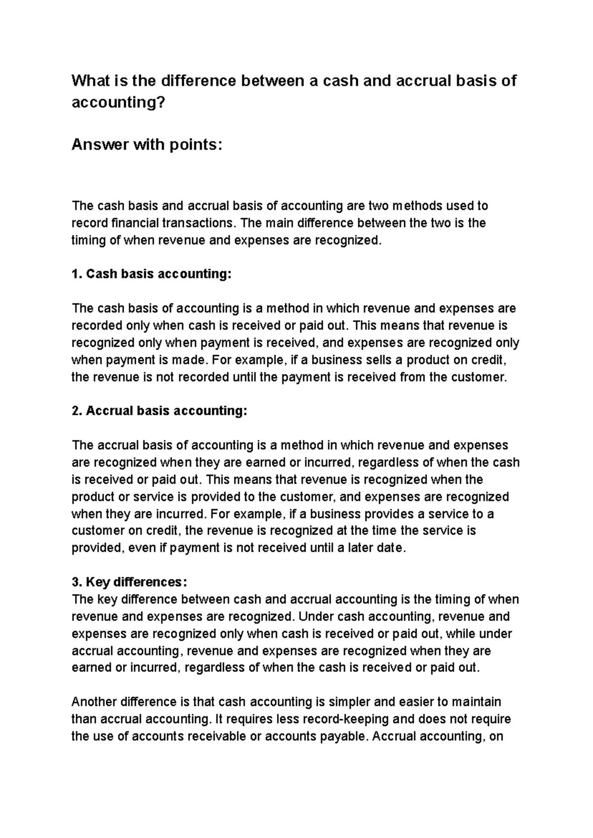 What is the difference between a cash and accrual basis of accounting ...