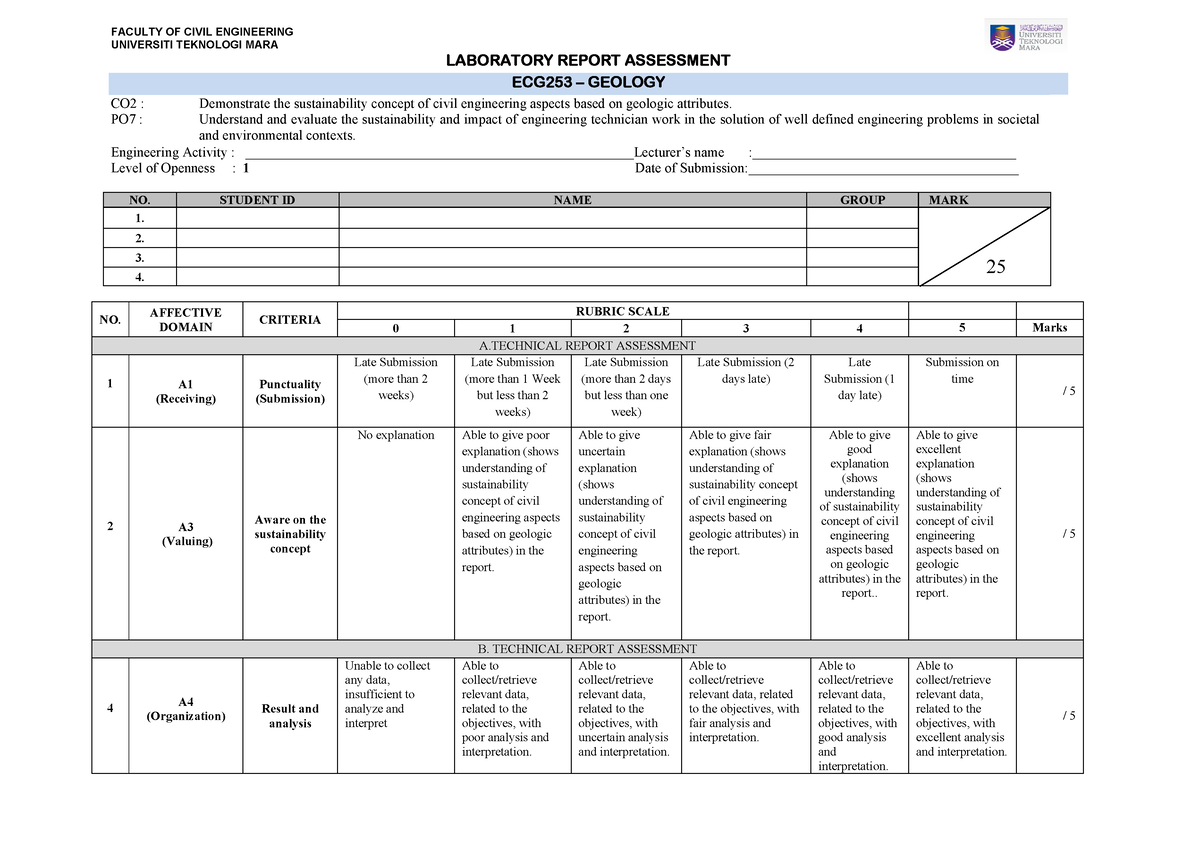 ECG253 (Affective) Report Rubric (OEL 1) (MAC-AUG23) - Civil ...