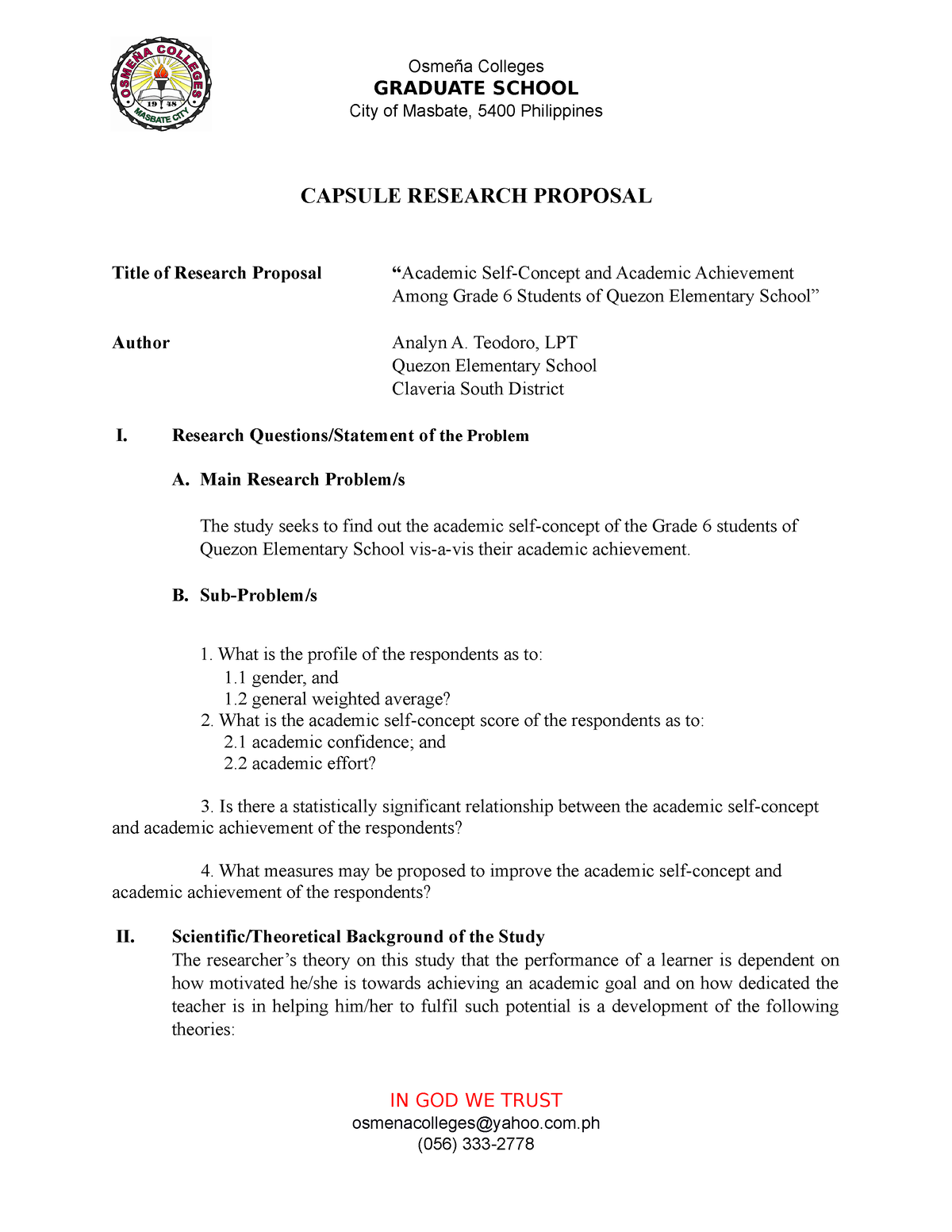 capsule research proposal format