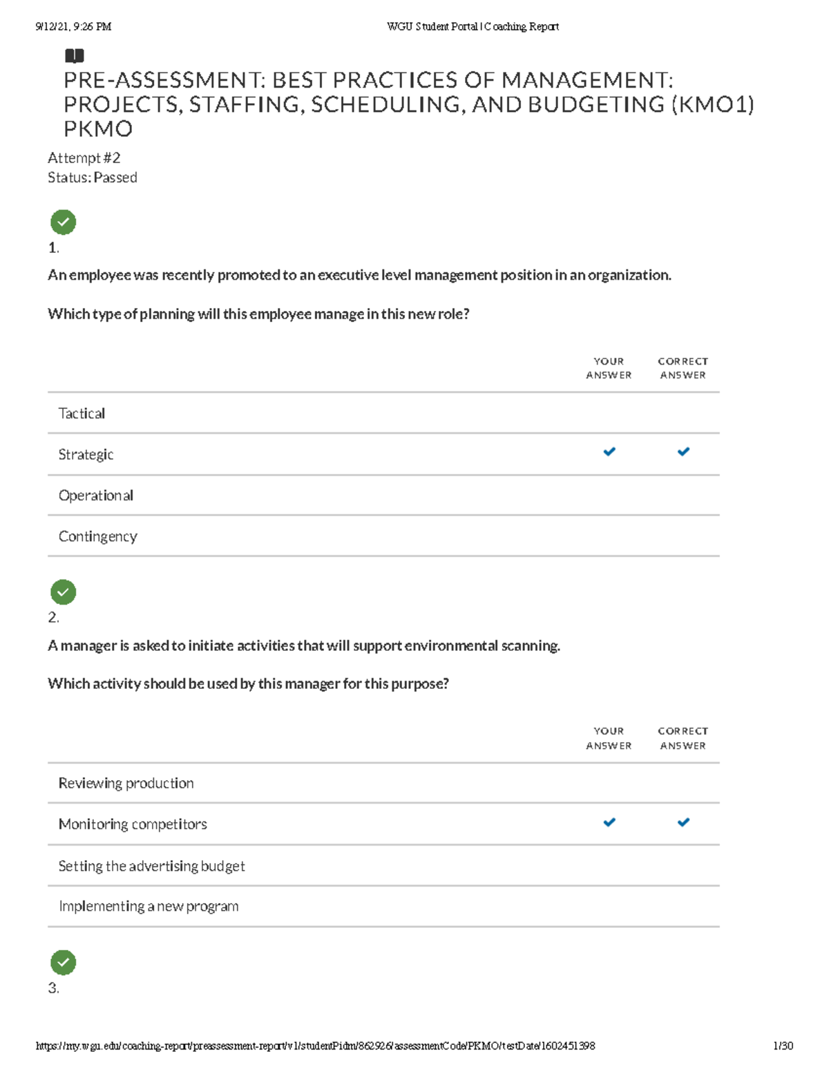 D073 - Practice Exam For Preview - PRE-ASSESSMENT: BEST PRACTICES OF ...