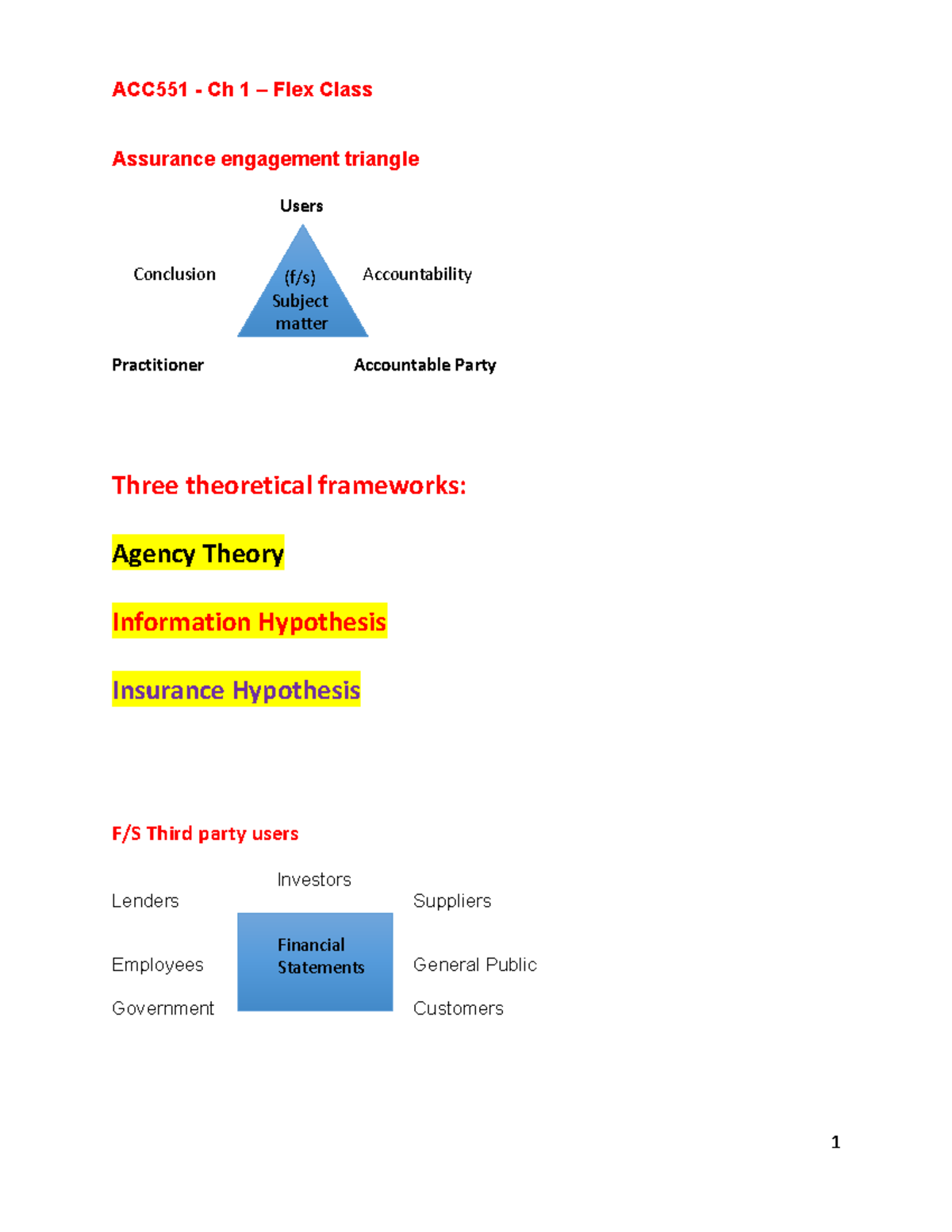 ACC551-Week 1 - Ch1 Flex Class Exercises with Solutions - ACC551 - Ch 1 ...
