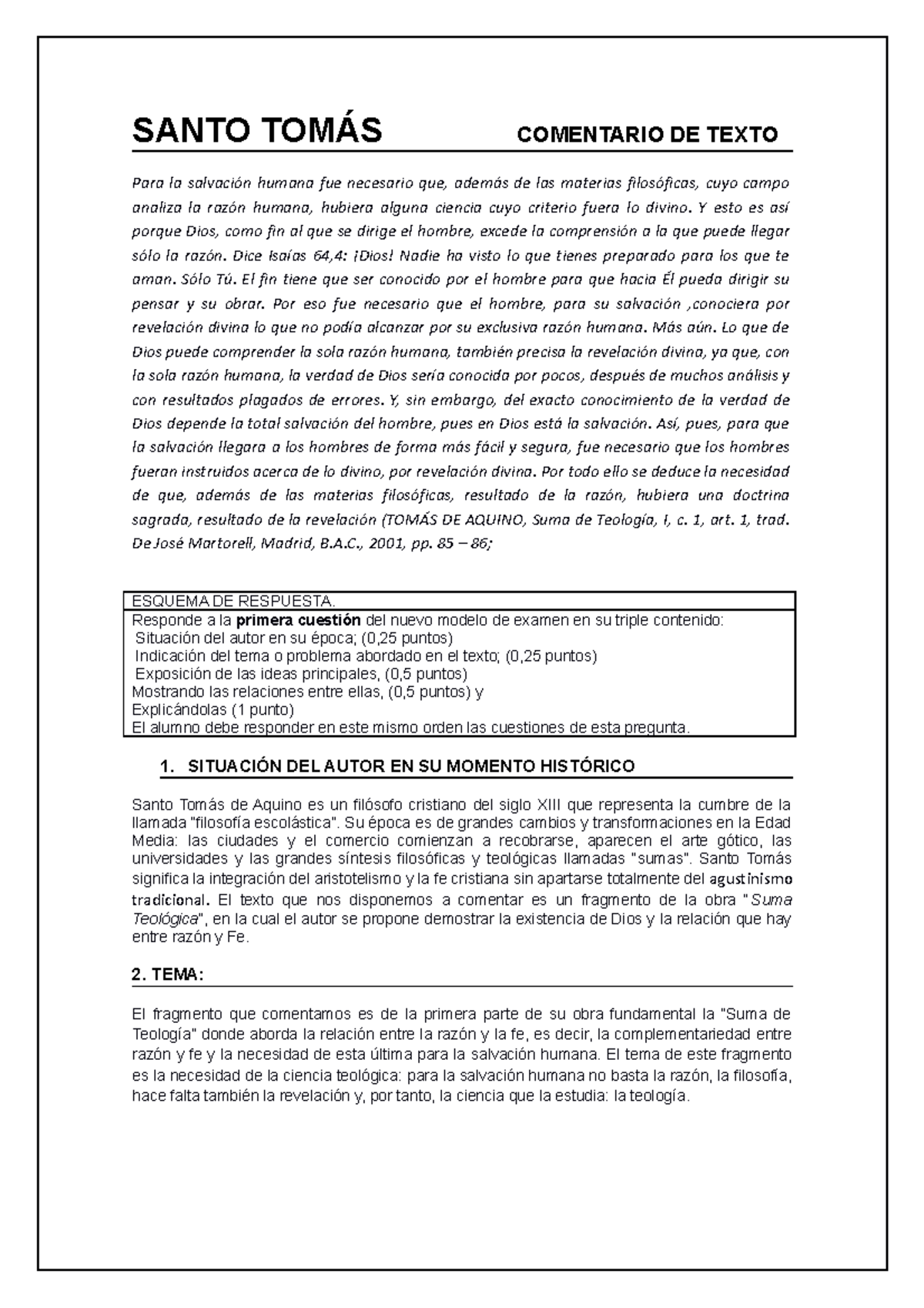 Texto santo tomc3a1s 2012 13 - SANTO TOMÁS COMENTARIO DE TEXTO Para la ...