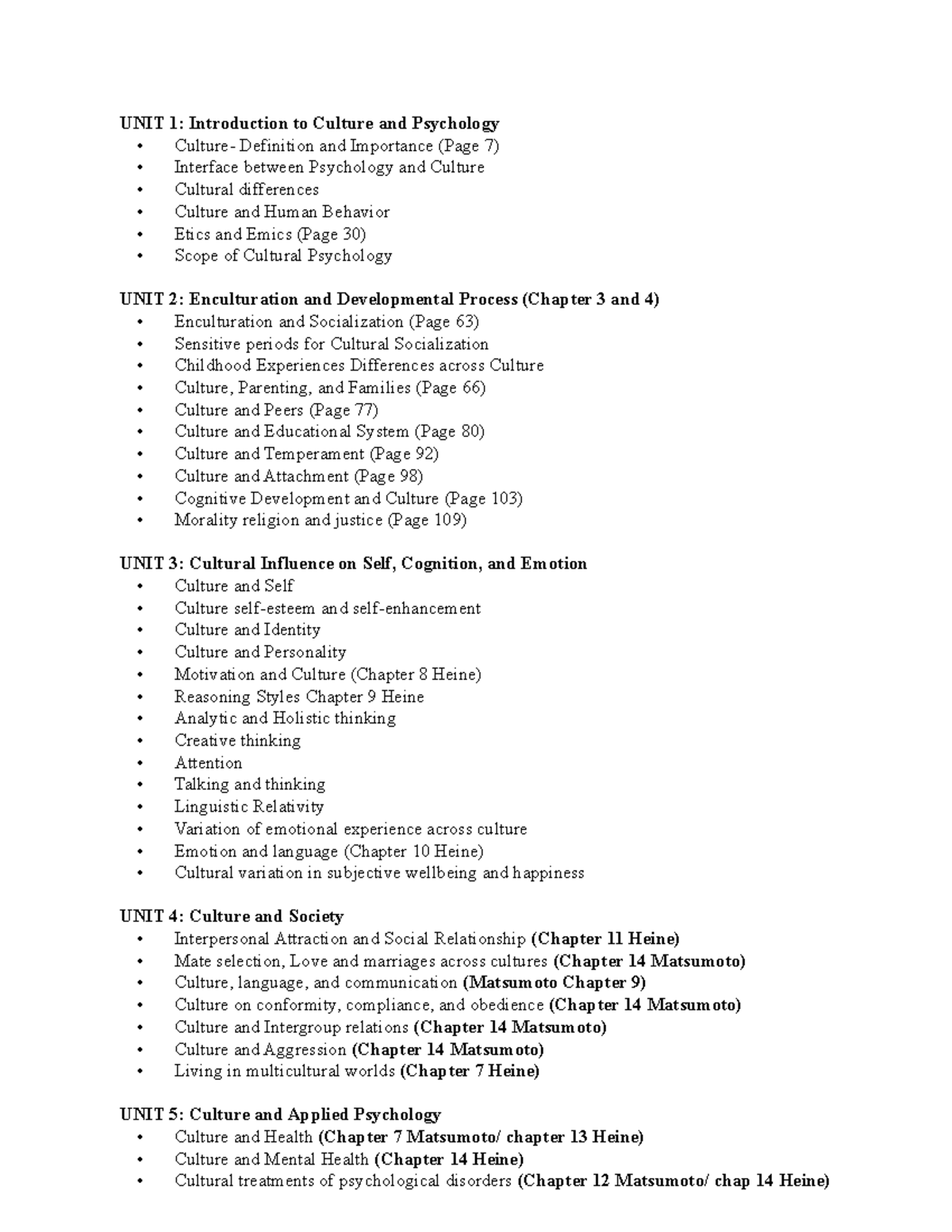 Cultural Notes Final - Give an overview of the bachelors material in ...