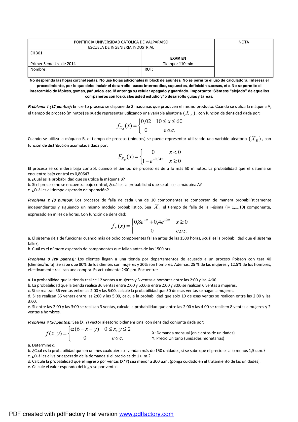 Examen Preguntas Eii301 Pucv Studocu