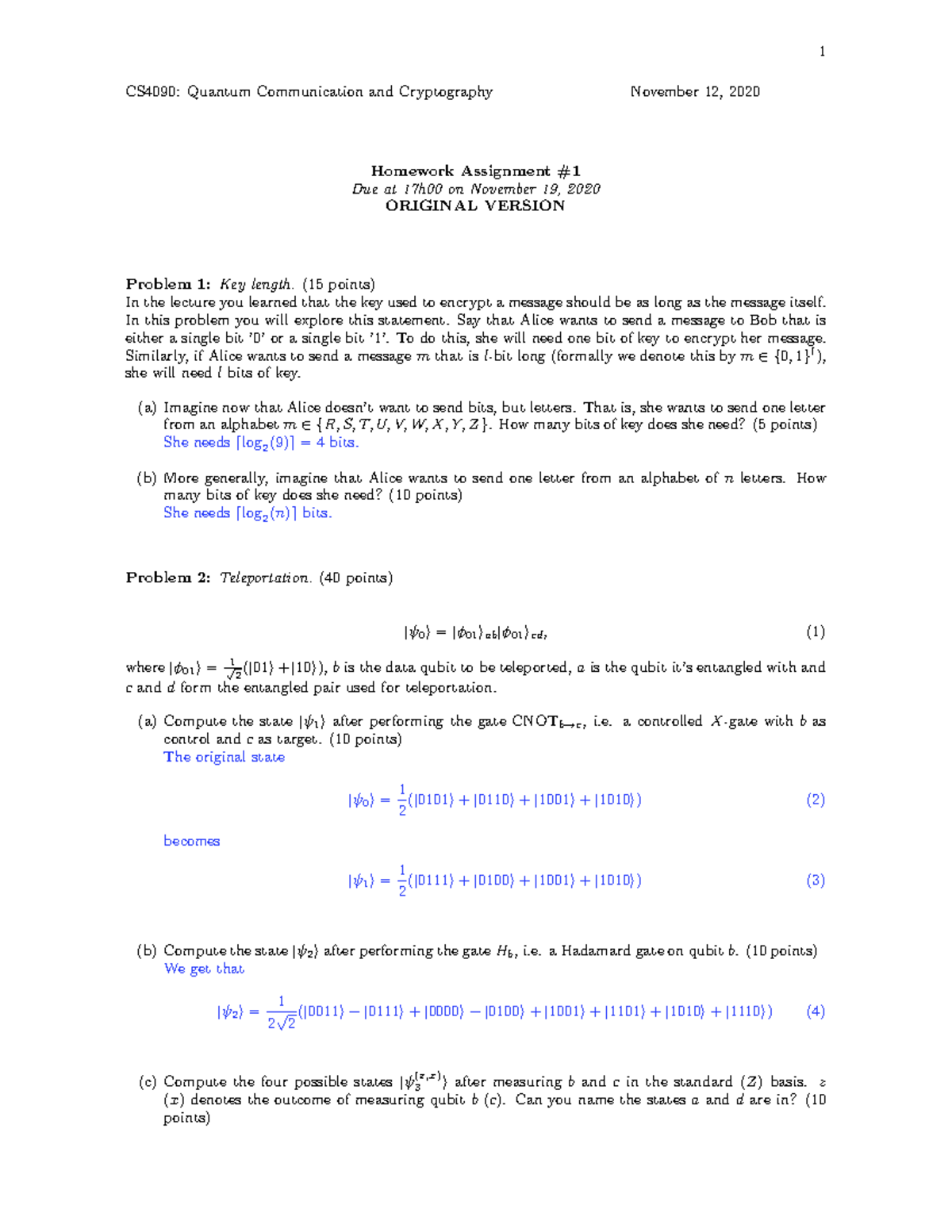 Homework 1 Solutions Cs4090 Studeersnel