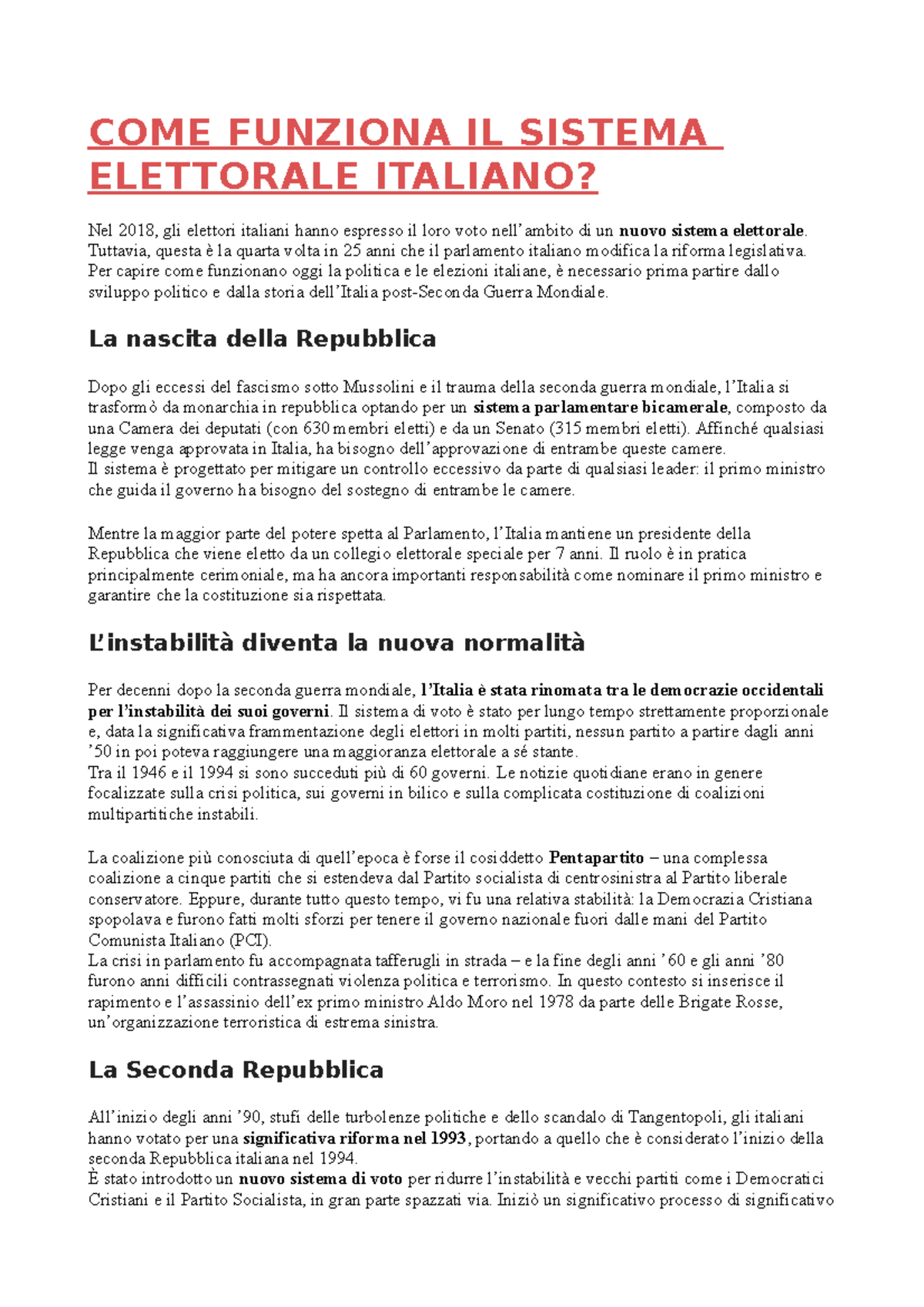 Come Funziona Il Sistema Elettorale Italiano