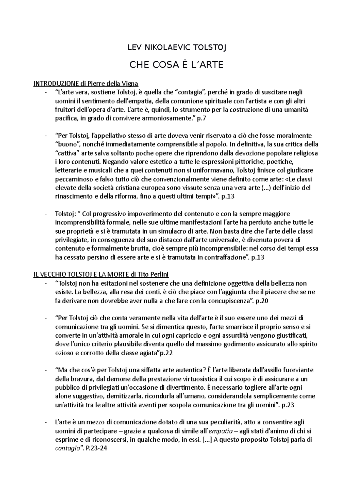 LEV Nikolaevic Tolstoj LEV NIKOLAEVIC TOLSTOJ CHE COSA È L’ARTE