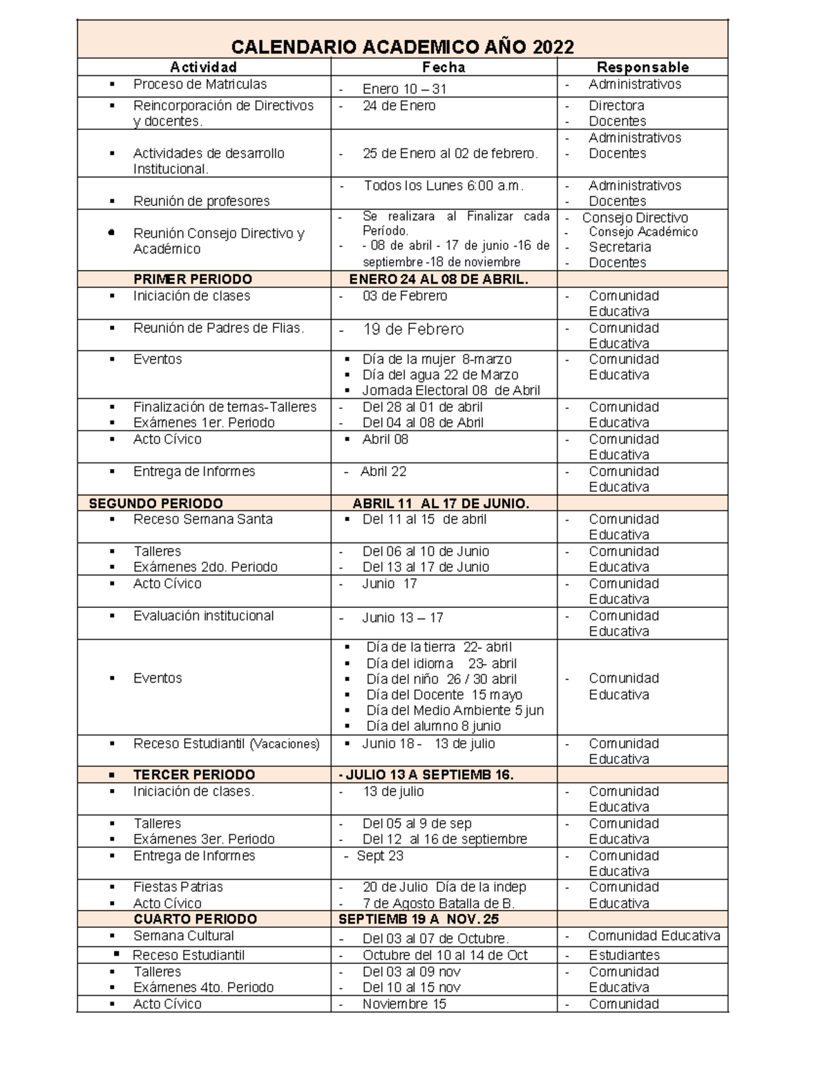 Calendario academico /024 4